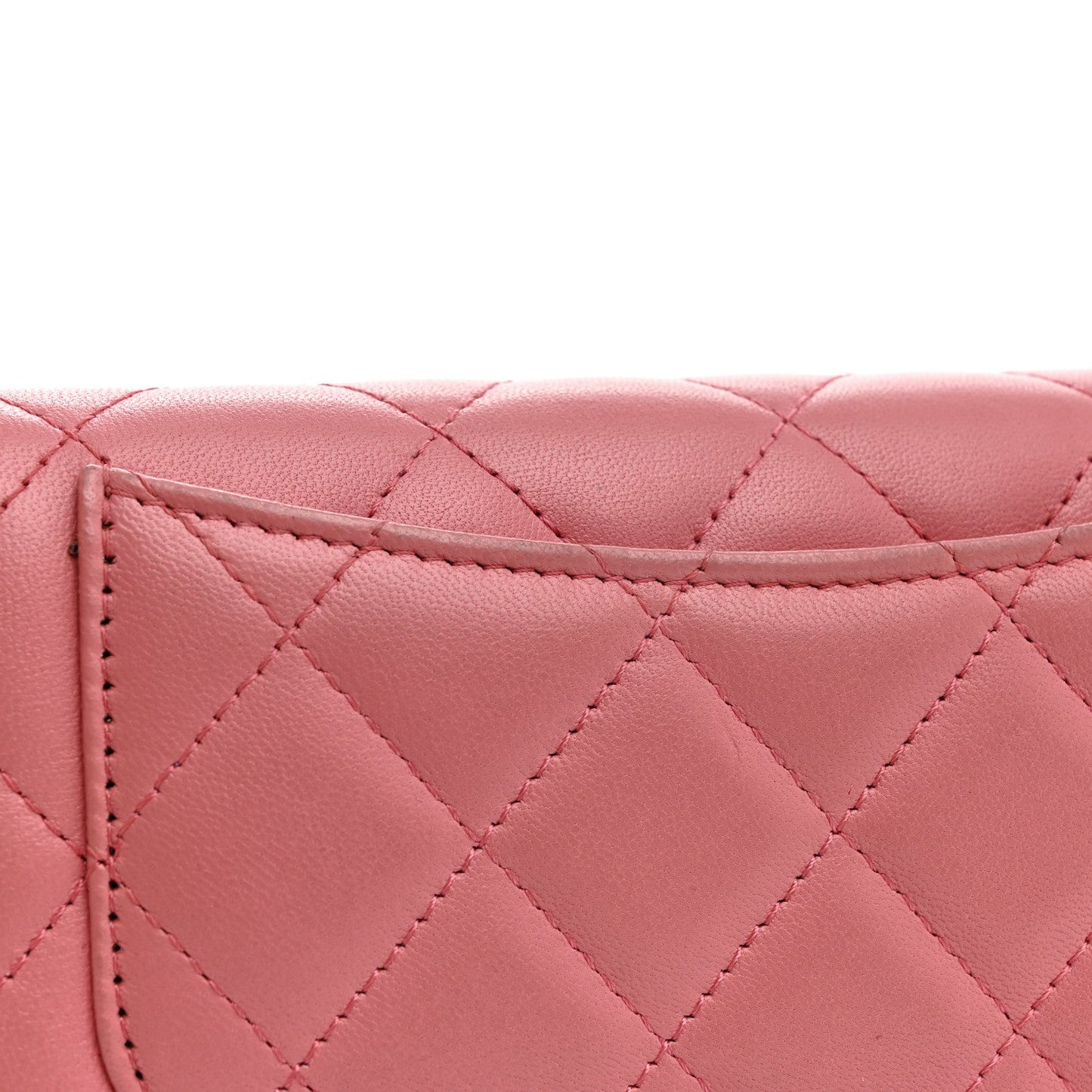 Lambskin Quilted Large Gusset Flap Wallet Pink
