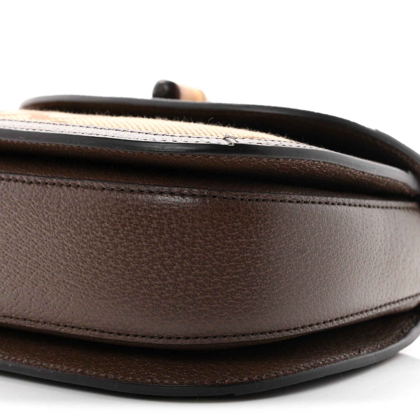 Monogram Jumbo GG Textured Dollar Calfskin Web Small Bamboo 1947 Top Handle Bag Camel Ebony New Acero