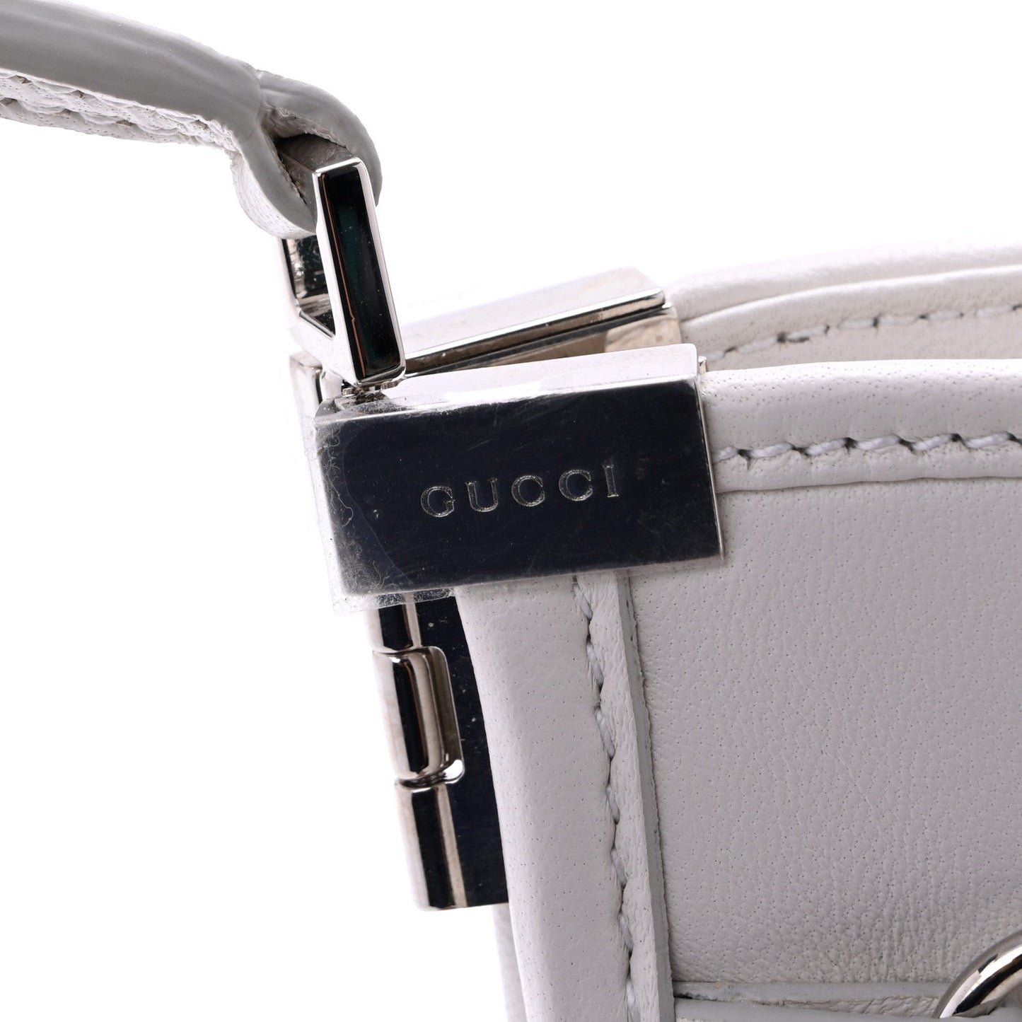Calfskin Horsebit Slim Shoulder Bag White