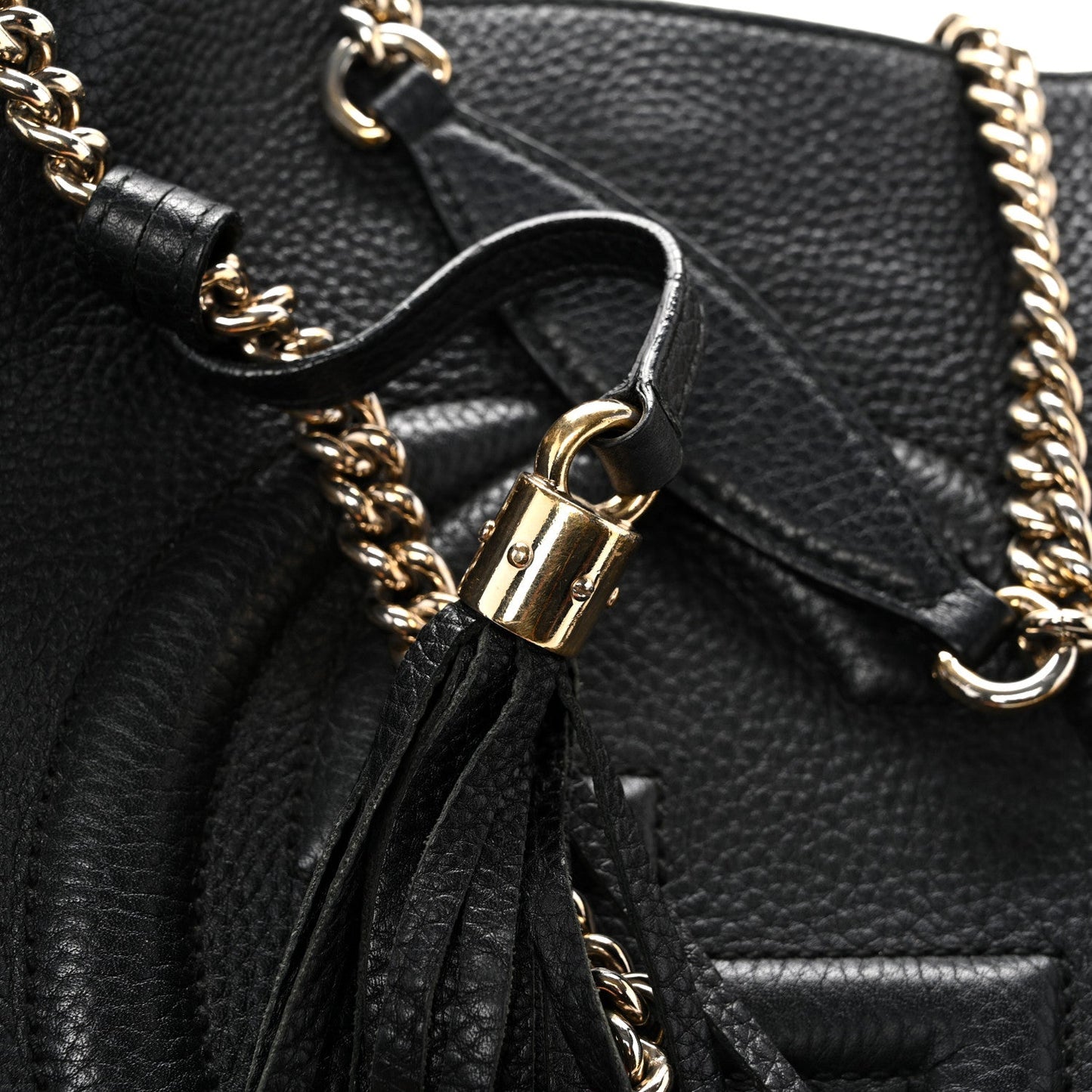 Pebbled Calfskin Medium Soho Chain Shoulder Bag Black