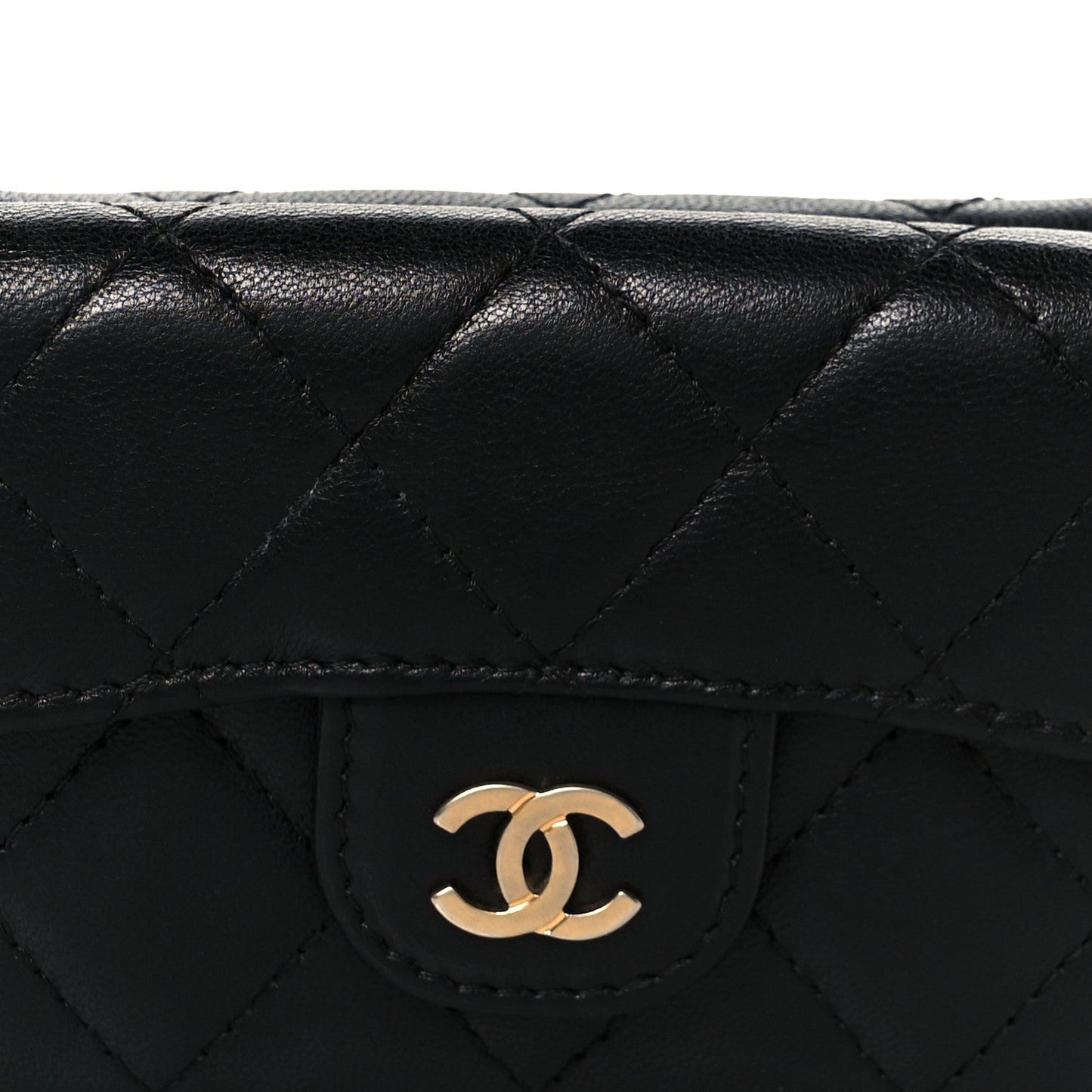 Lambskin Quilted Double Flap Wallet Black
