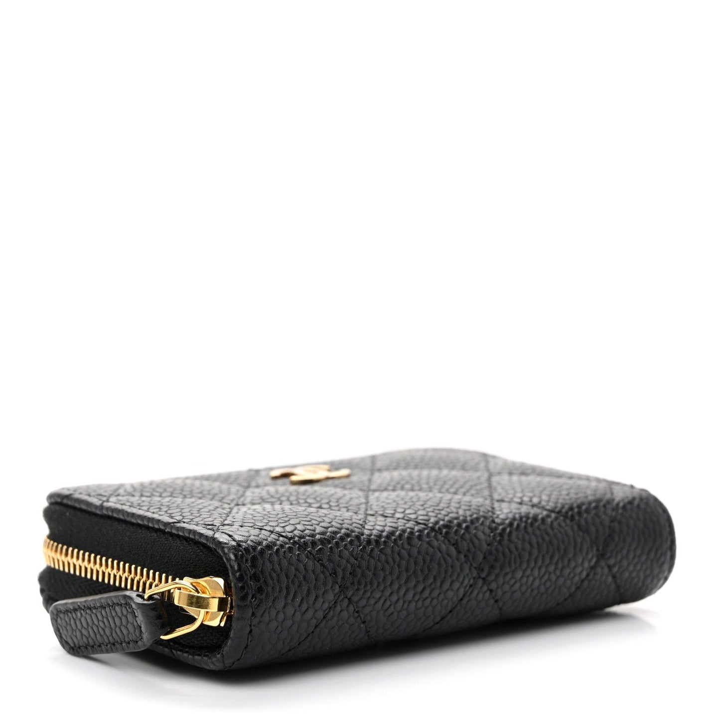 Caviar Quilted Zip Coin Purse Black