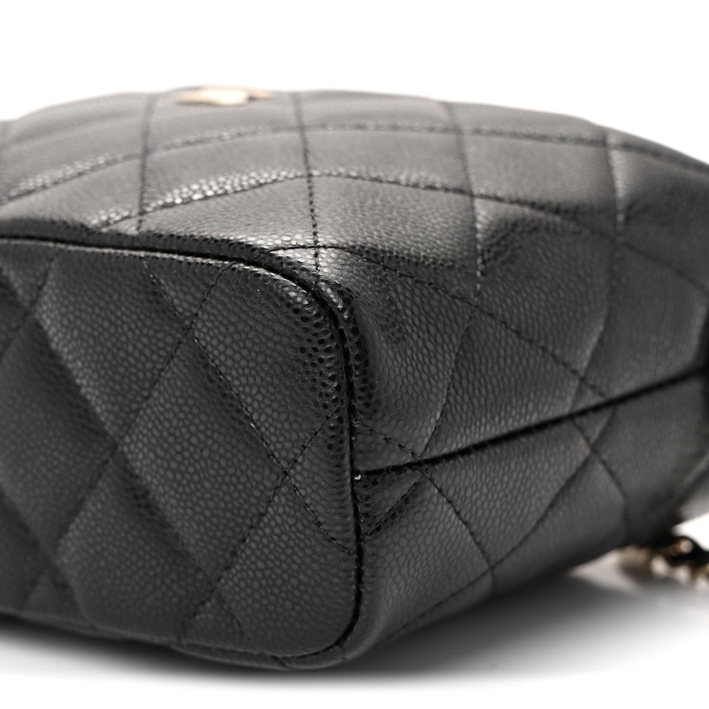 Caviar Quilted Hobo Clutch With Chain Black