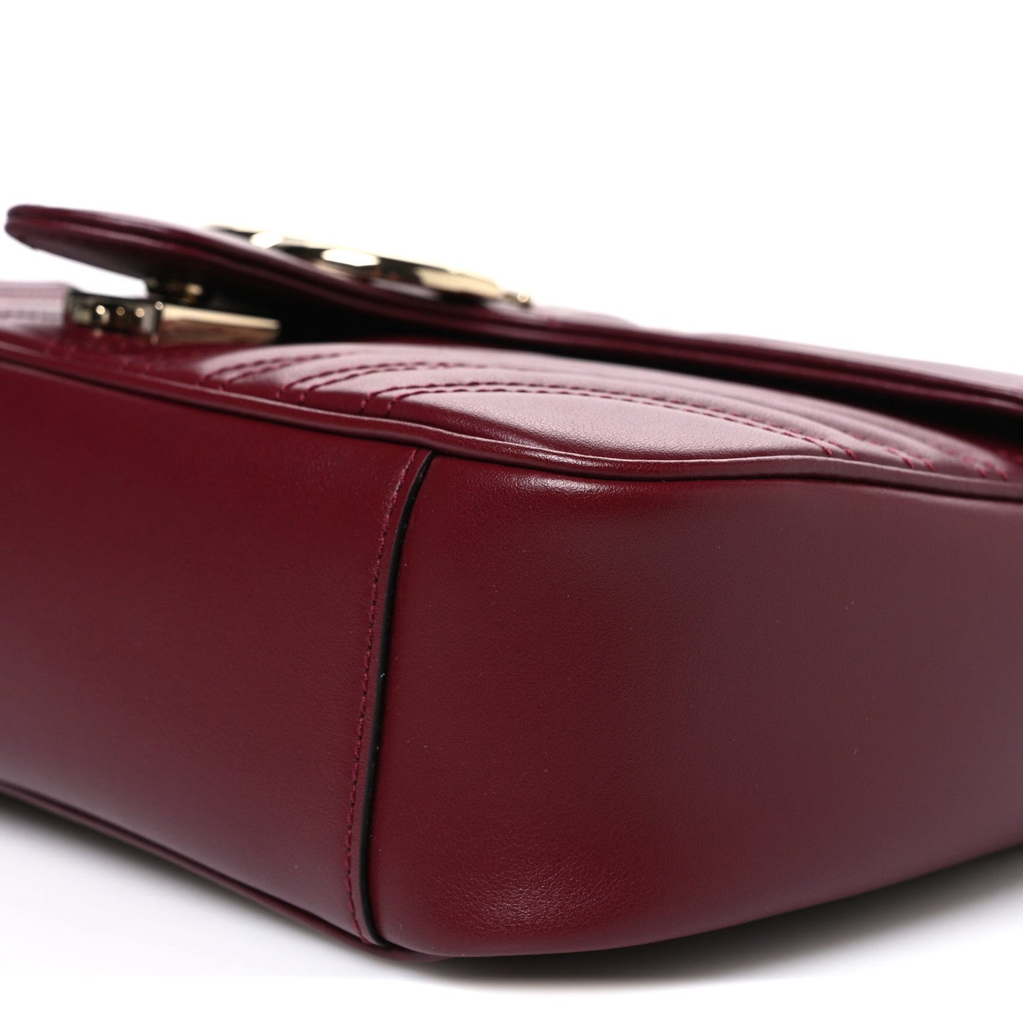 Lambskin Matelasse Small GG Marmont Shoulder Bag Rosso Ancora