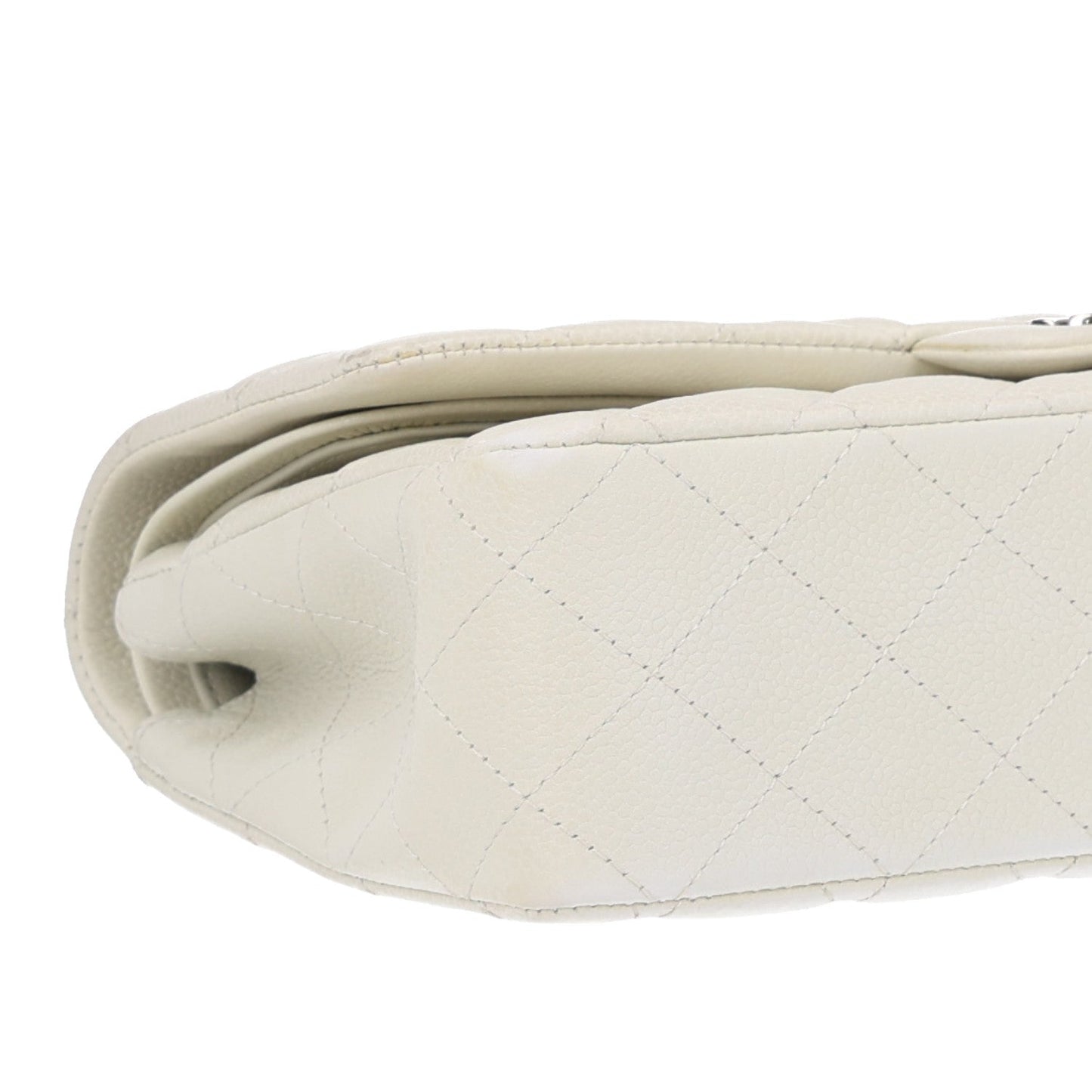Caviar Quilted Medium Double Flap Light Green