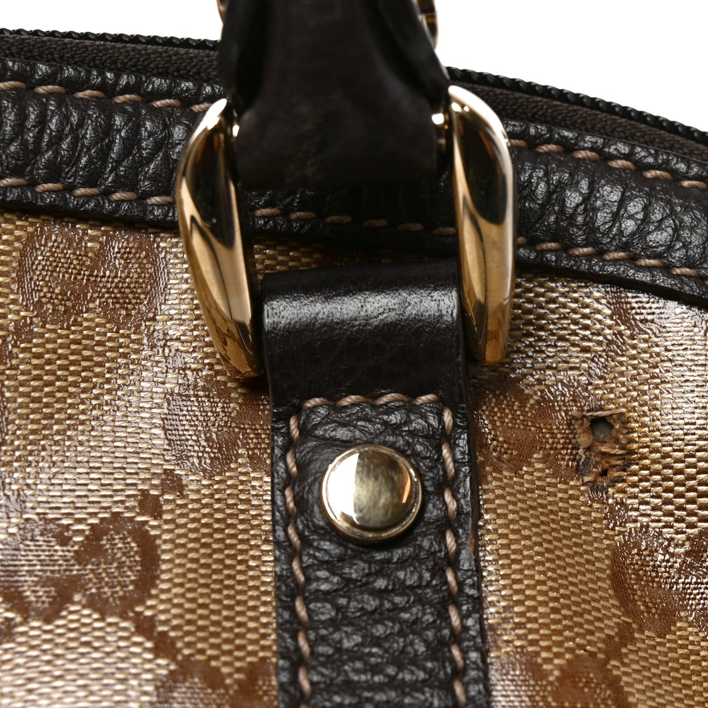 Crystal Monogram Large GG Charm Dome Satchel Dark Brown