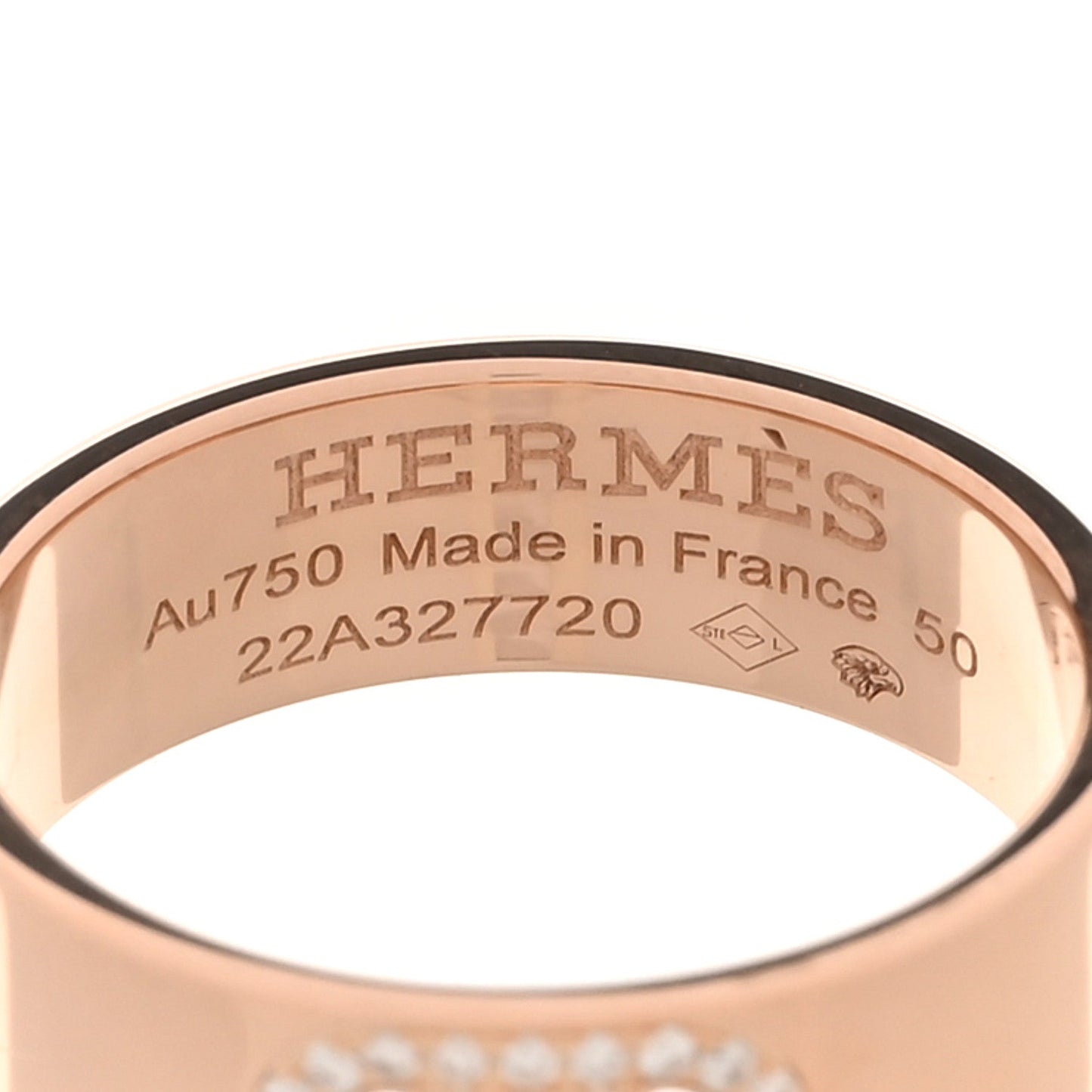 18K Rose Gold Diamond PM H D'Ancre Ring 50 5.5