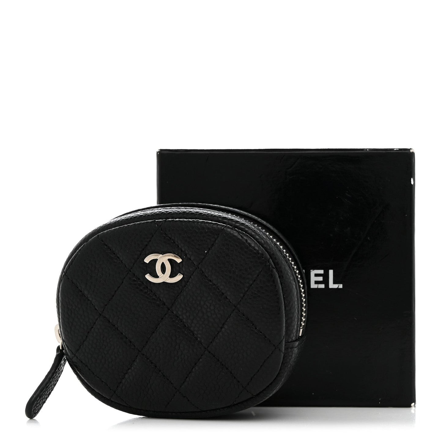 Caviar Quilted Zip Around Classic Coin Purse Black
