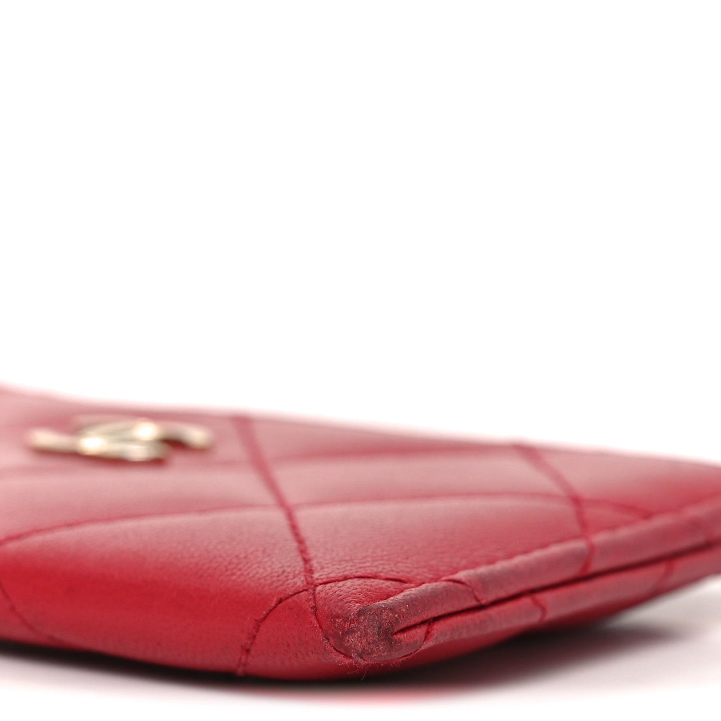 Lambskin Quilted Card Holder Red