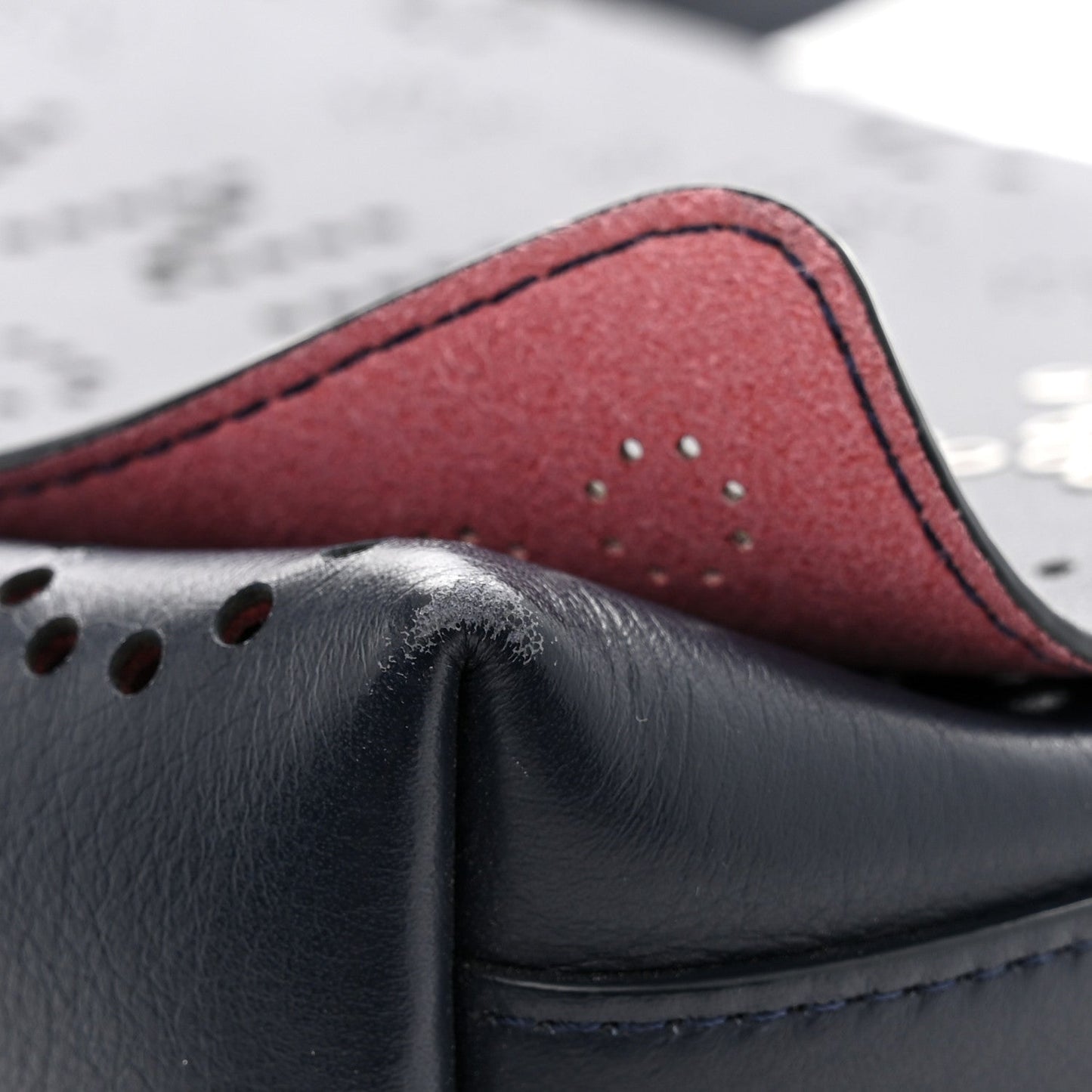 Calfskin Tweed Eyelet Flap Bag Navy