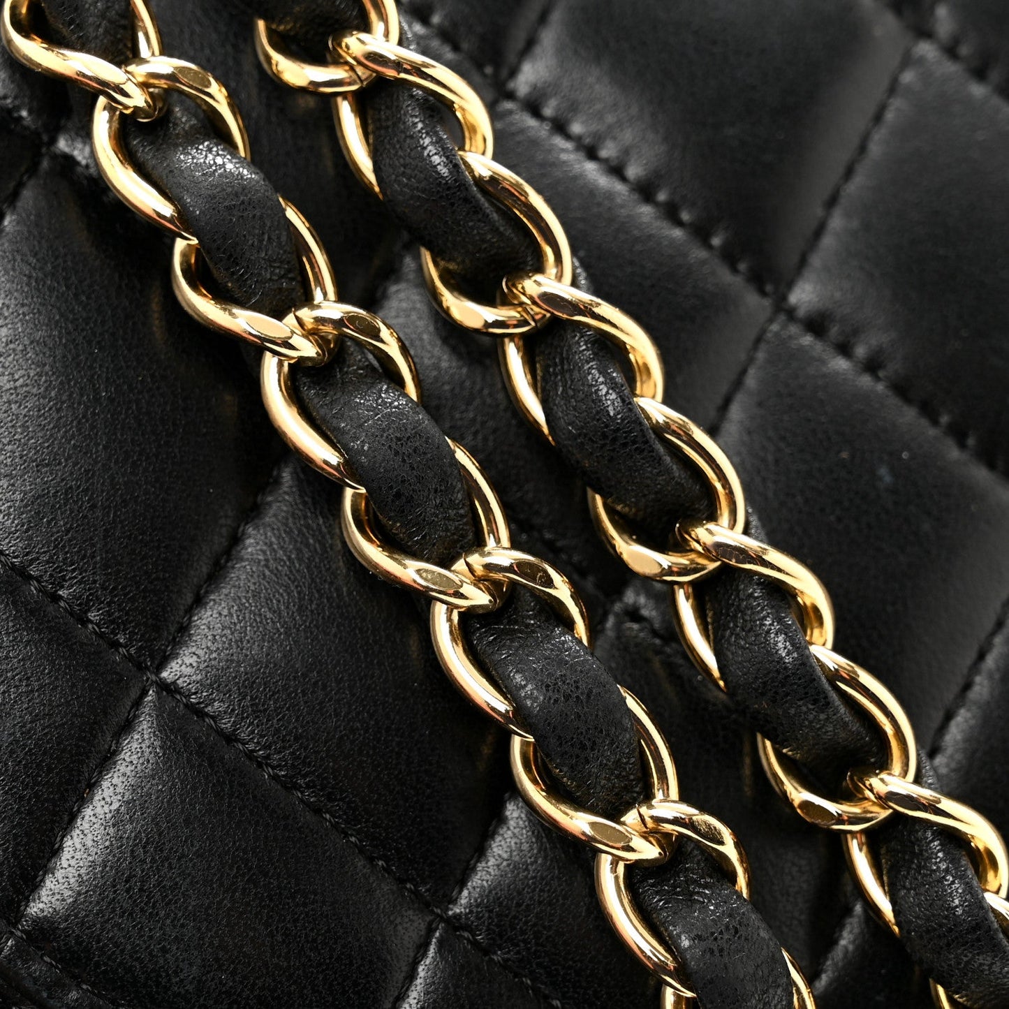 Lambskin Quilted Medium Double Flap Black