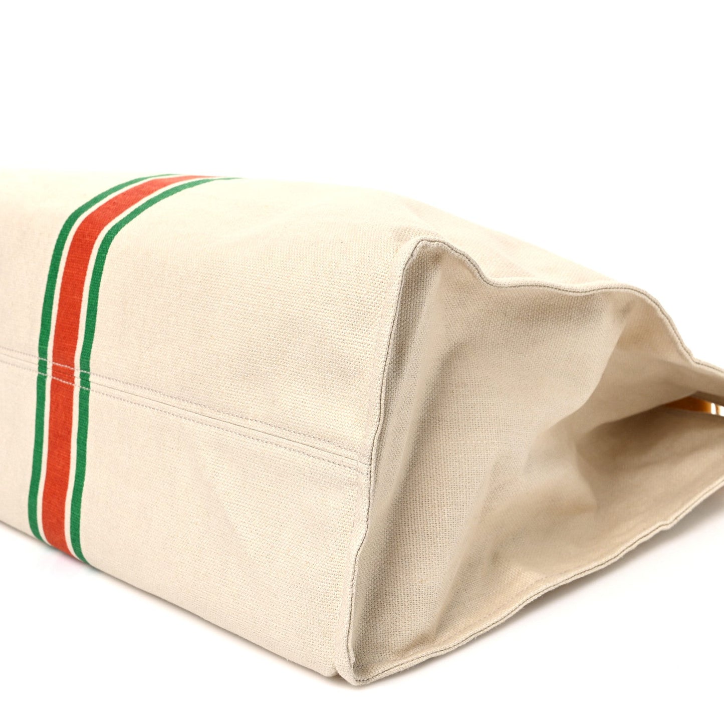 Linen Heavy Canvas Textured Dollar Calfskin Web Large Retro Interlocking G Foldable Tote Light Beige