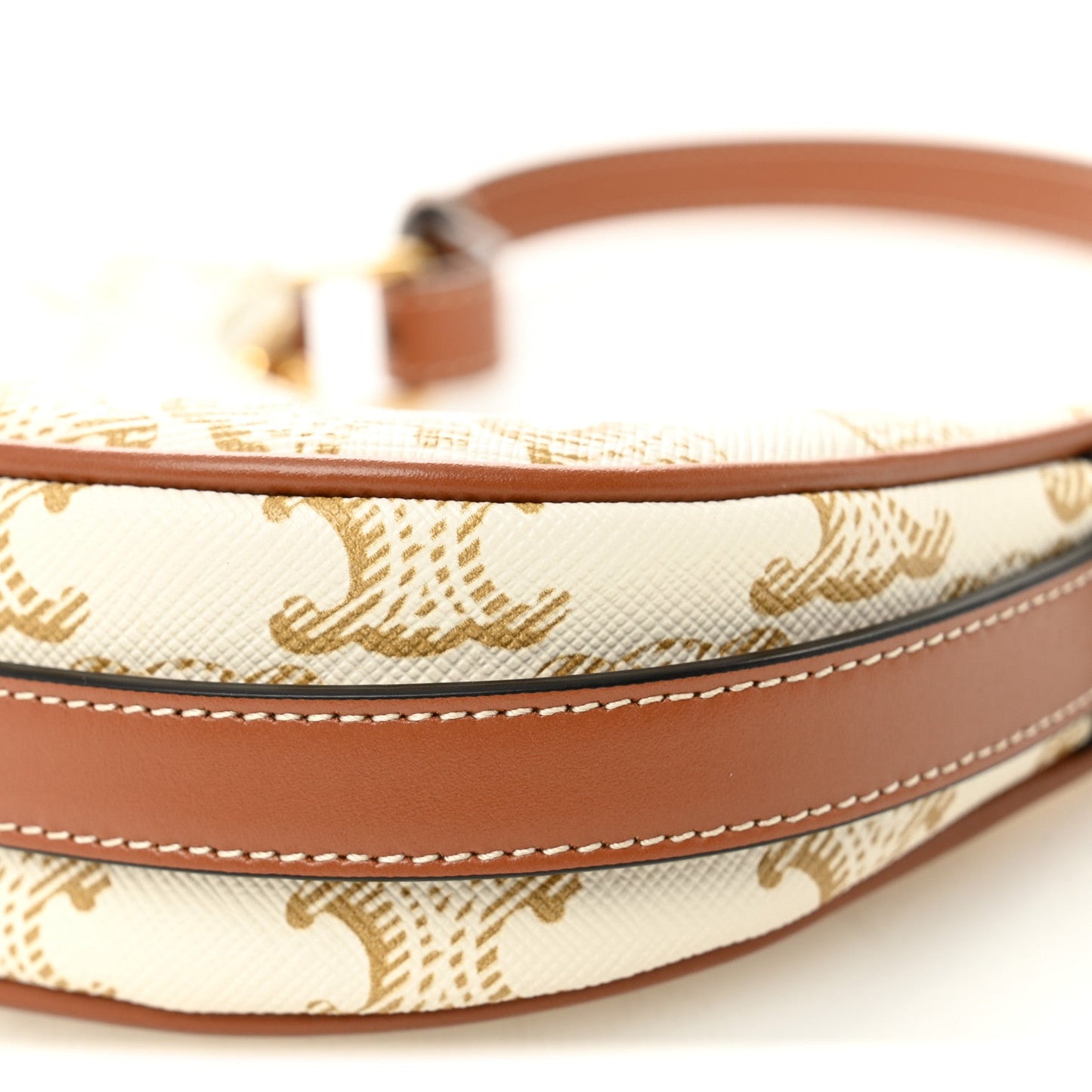 Canvas Calfskin Mini Ava Triomphe Shoulder Bag White