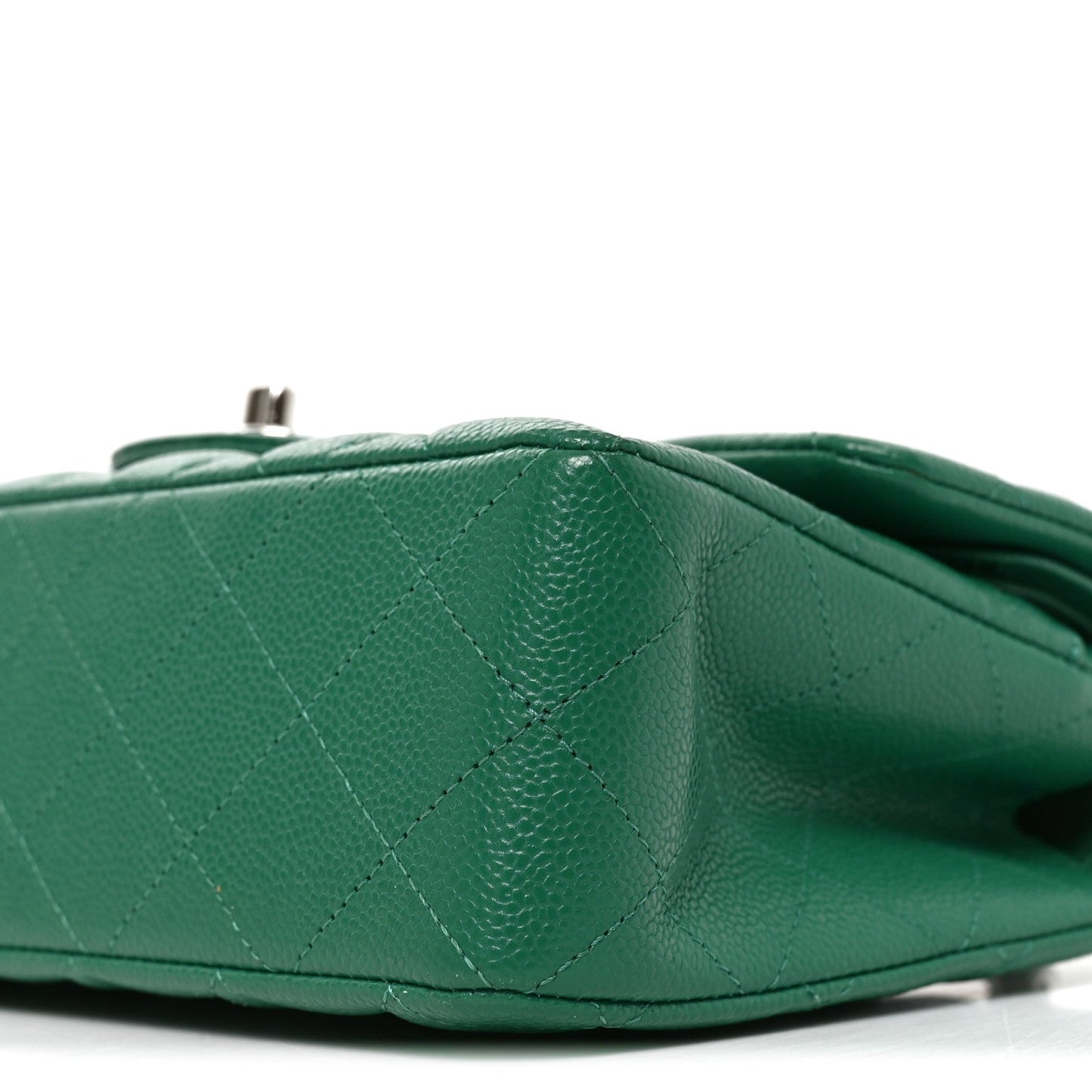 Caviar Quilted Small Double Flap Green