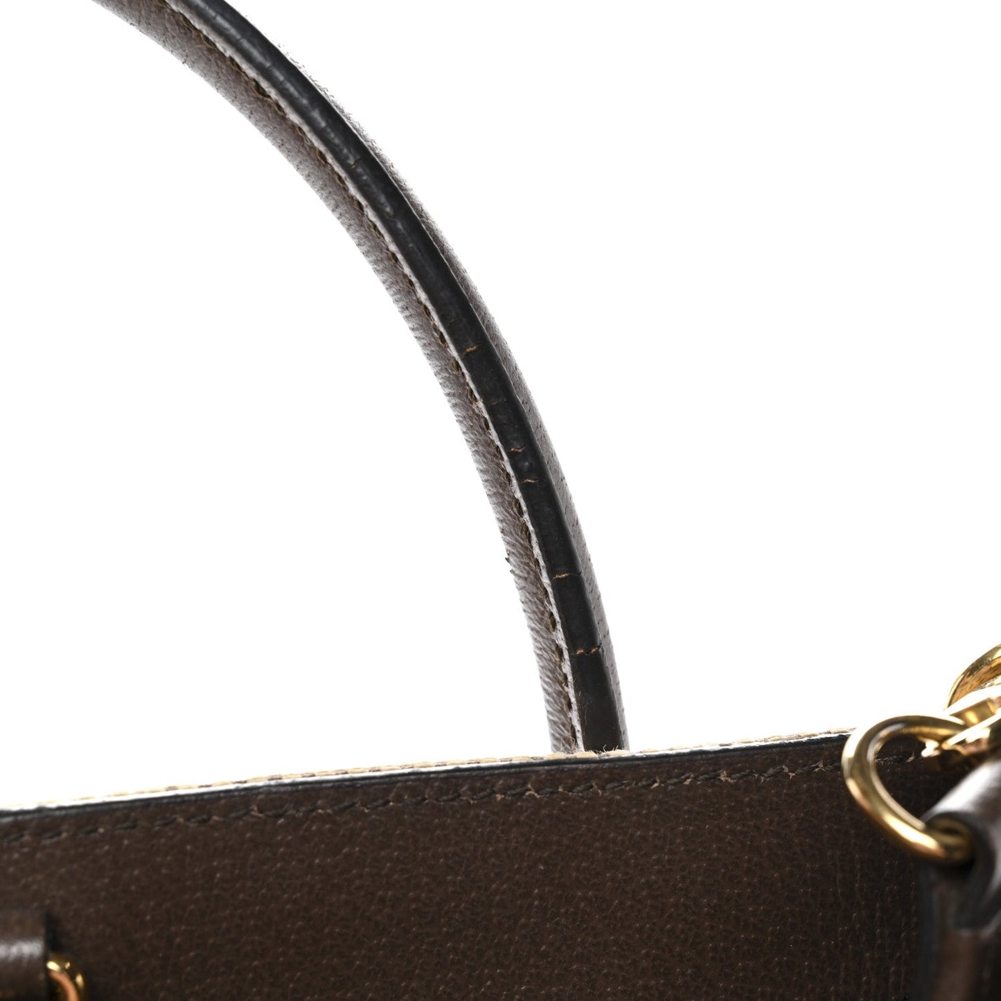 Monogram Jumbo GG Textured Dollar Calfskin Web Small Tote Bag Camel Ebony New Acero