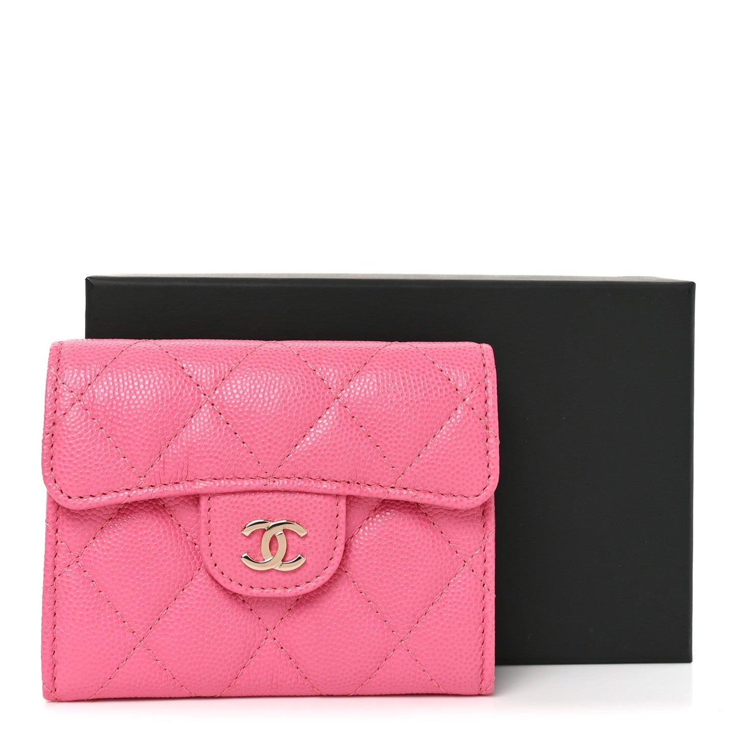 Caviar Quilted Coin Purse Pink