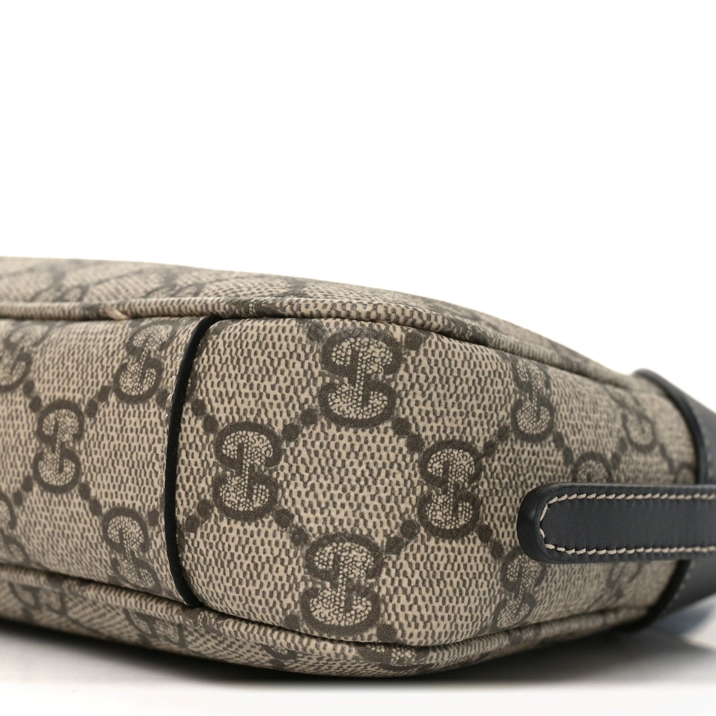 GG Supreme Monogram Textured Calfskin Small Emblem Shoulder Bag Beige Black