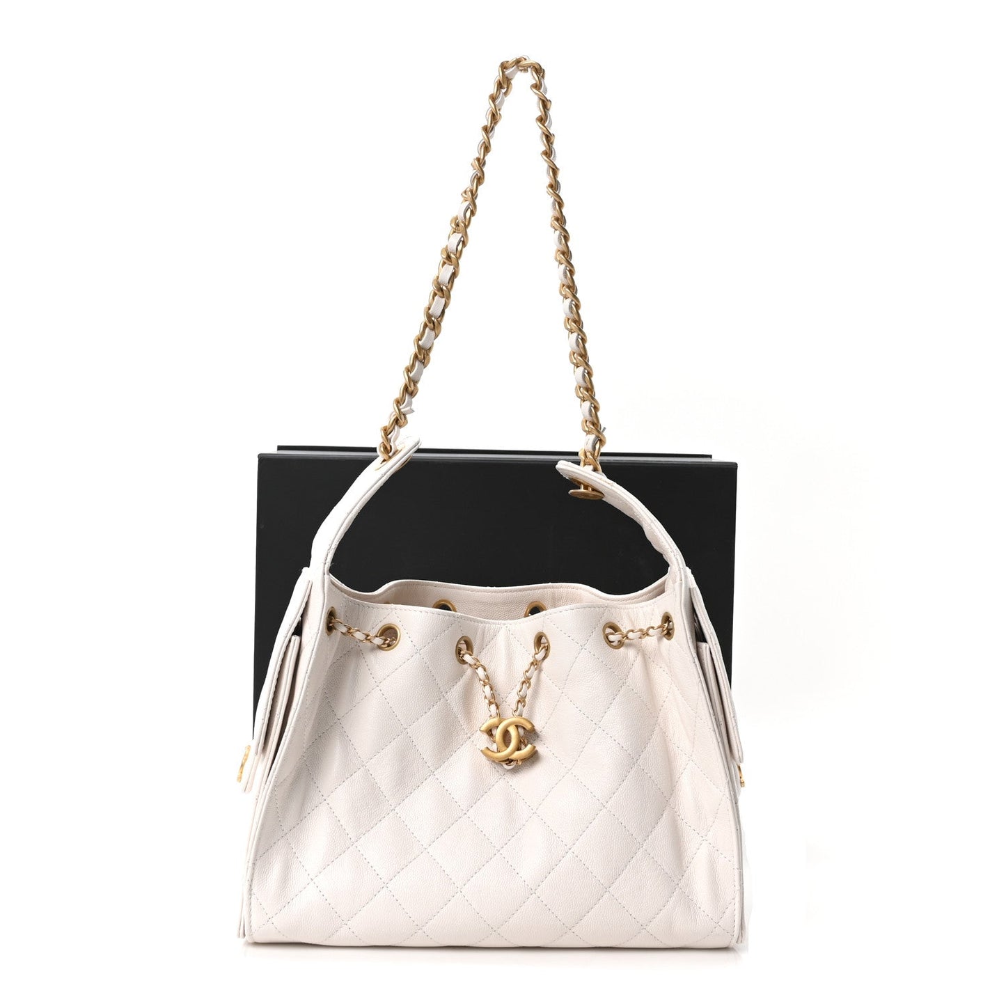 Caviar Quilted Small Chanel 25 Handbag White