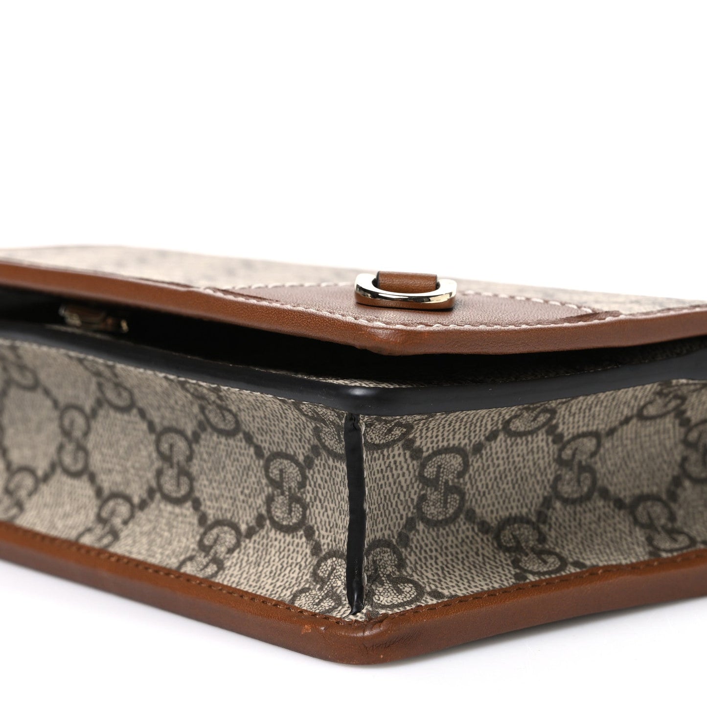 GG Emblem Monogram Wallet With Strap Beige Brown