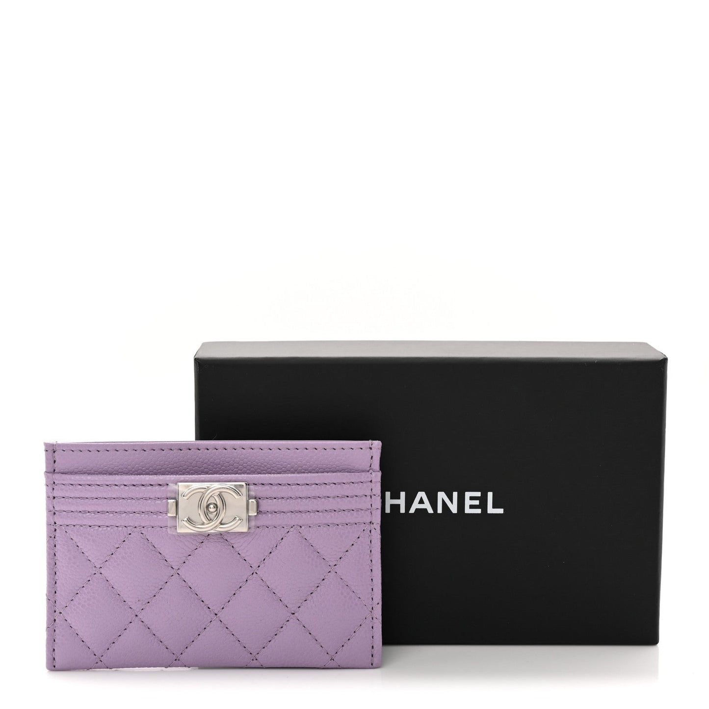 Caviar Quilted Boy Card Holder Light Purple