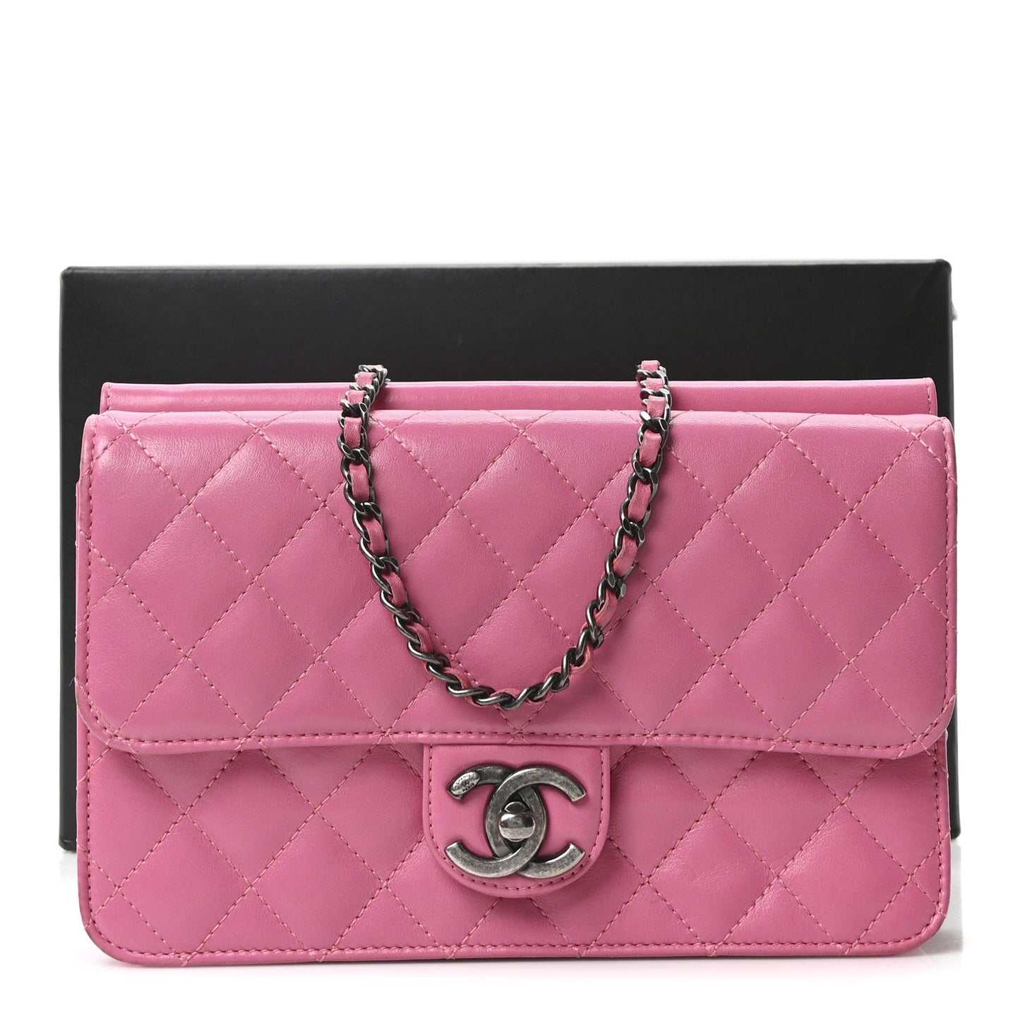 Lambskin Quilted Medium Crossing Times Flap Pink