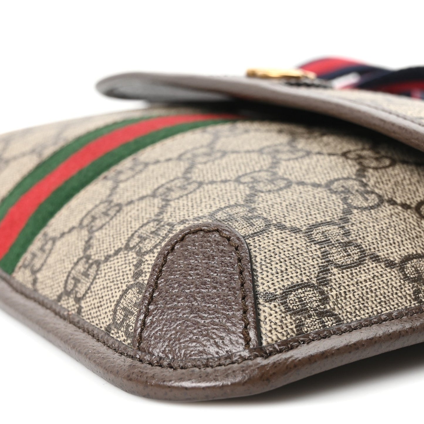 GG Supreme Monogram Web Small Ophidia Belt Bag Brown
