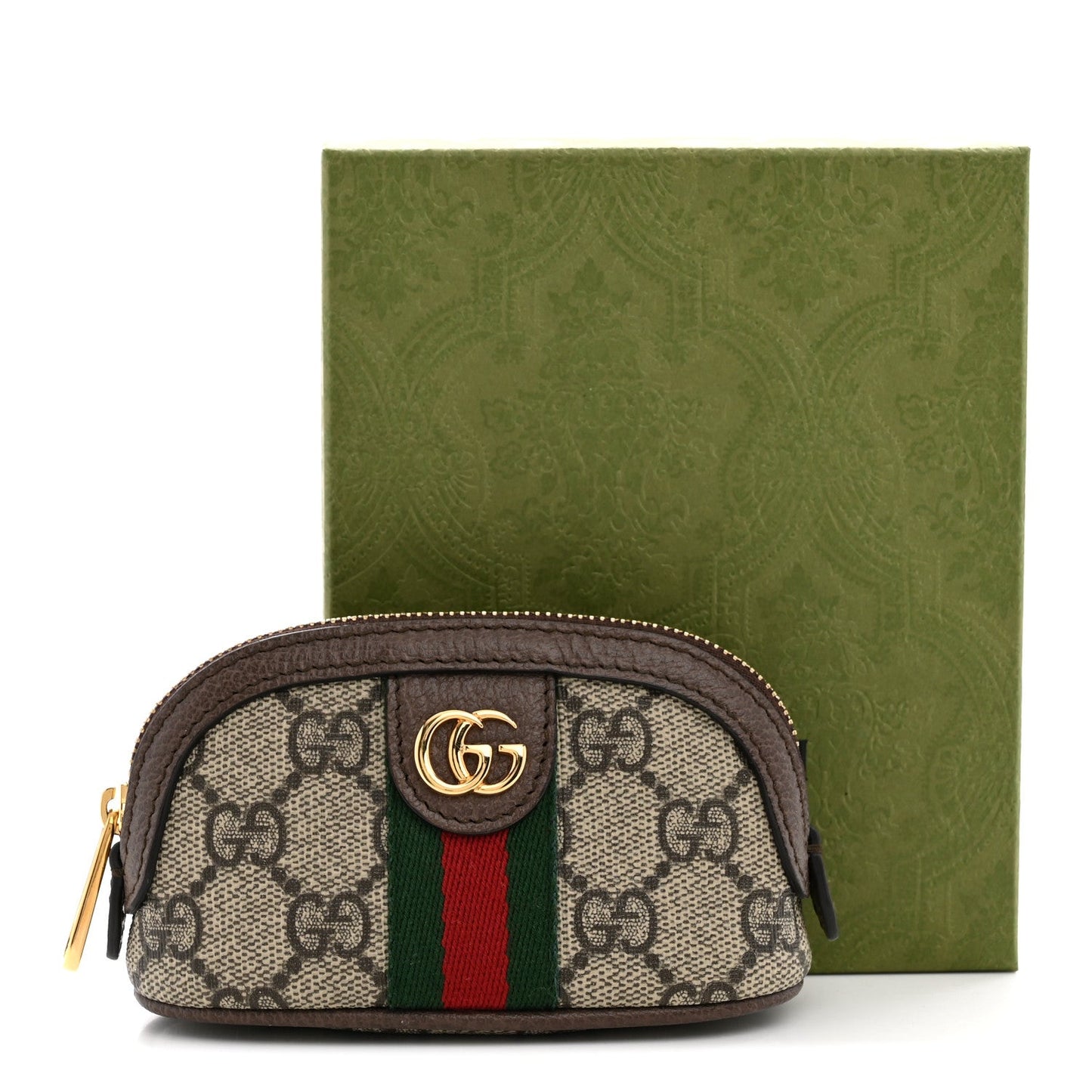 GG Supreme Monogram Web Ophidia Dome Key Pouch Beige New Acero