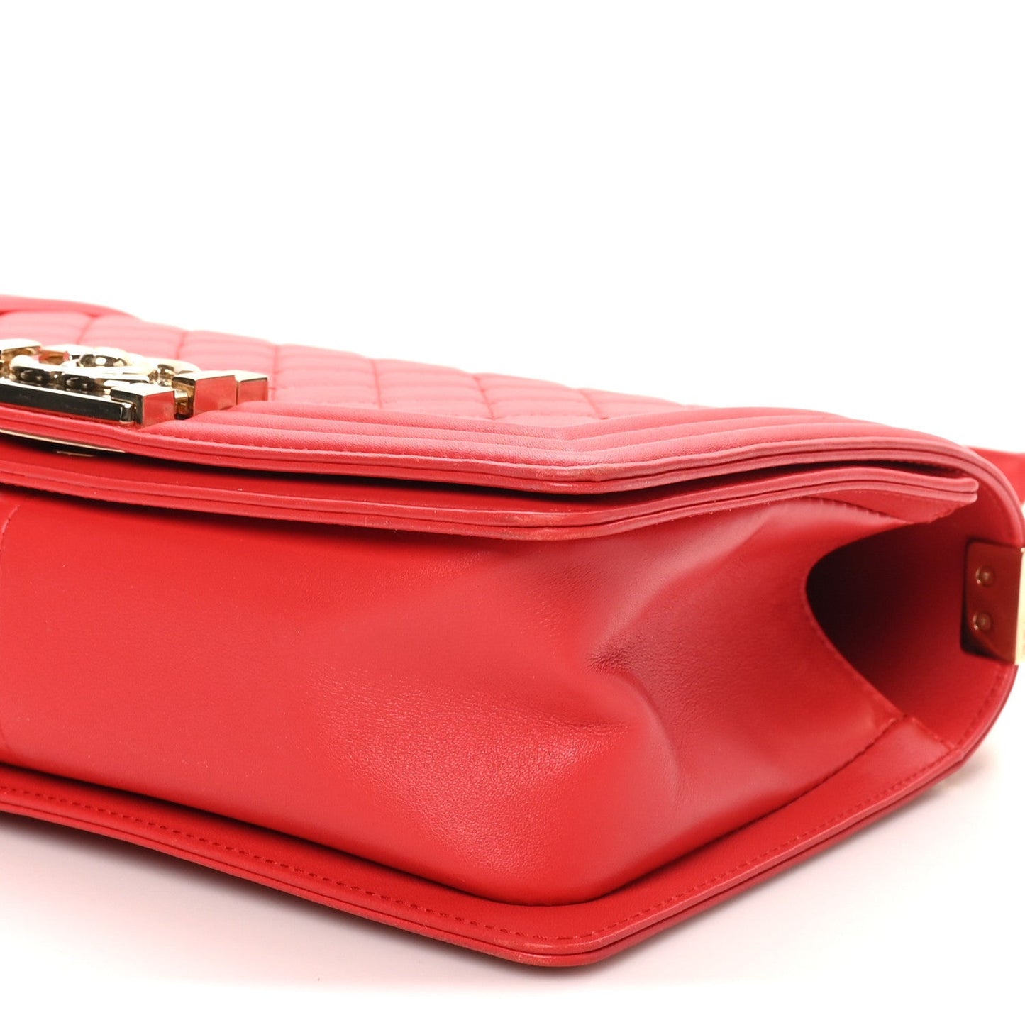 Lambskin Quilted Medium Boy Flap Red