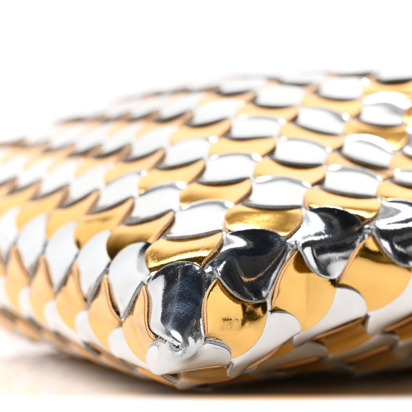 Metallic Lambskin Intrecciato Mini Hop Silver Gold