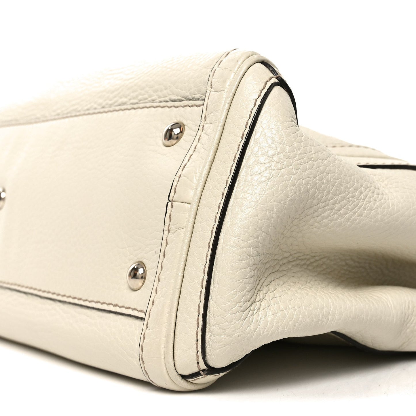 Pebbled Calfskin Medium Bella Tote Off White