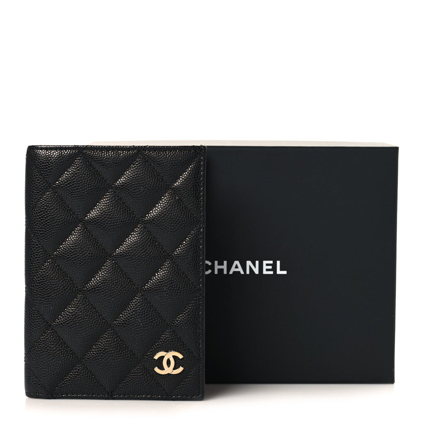 Caviar Quilted Passport Holder Black