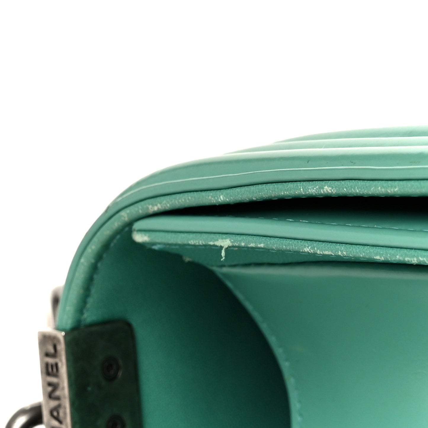 Glazed Calfskin Medium Boy Flap Green