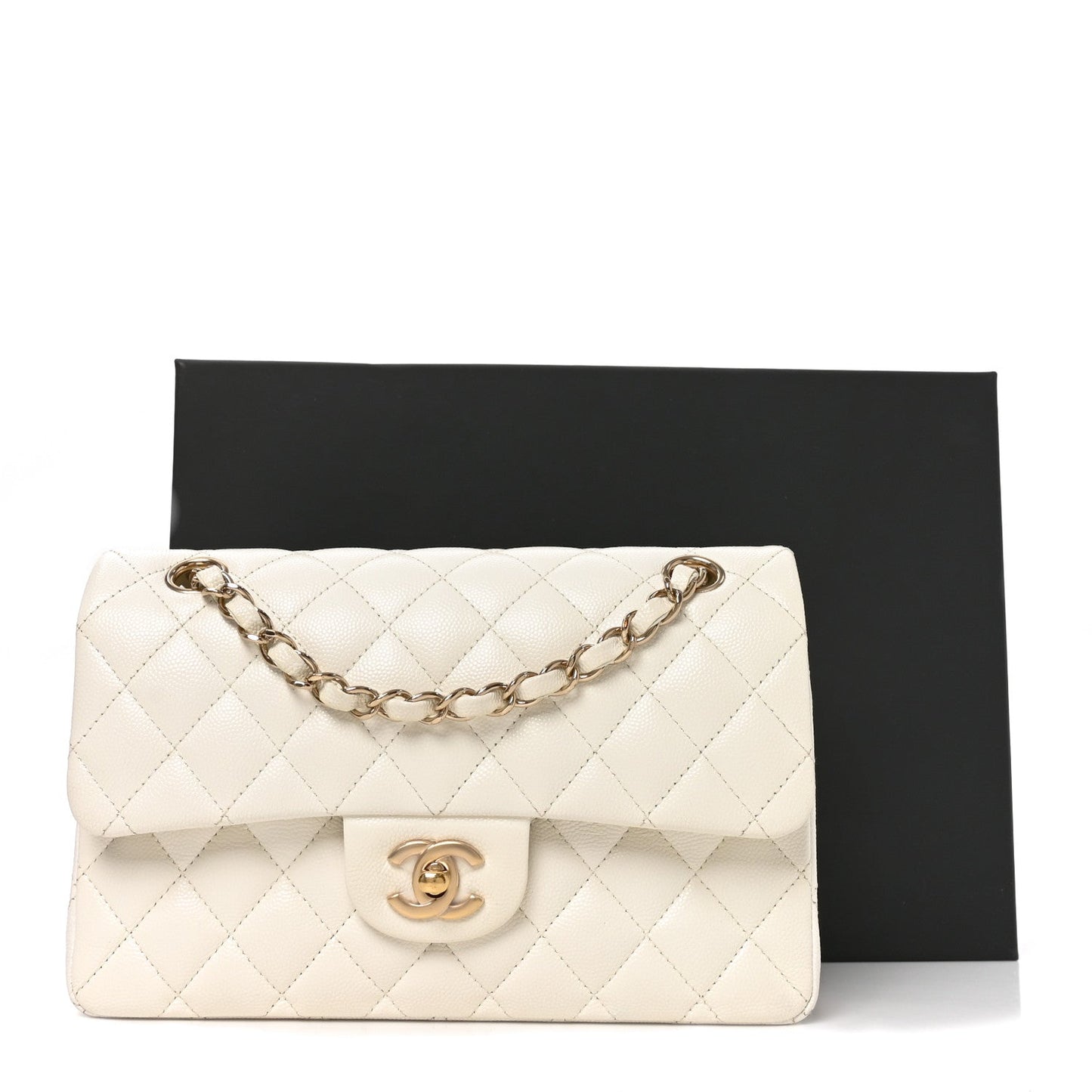 Caviar Quilted Small Double Flap White
