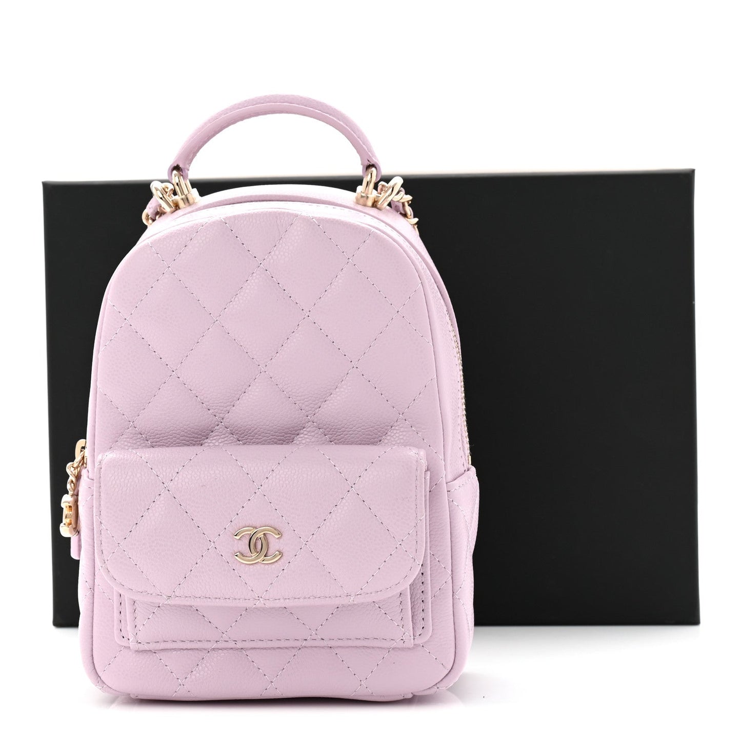 Caviar Quilted CC Mini Classic Backpack Light Purple