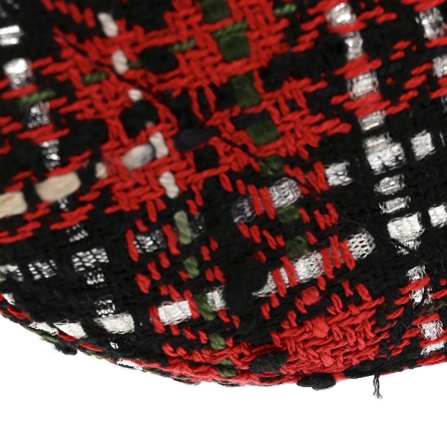 Tweed Quilted Chanel 19 Round Clutch With Chain Red Black White Green