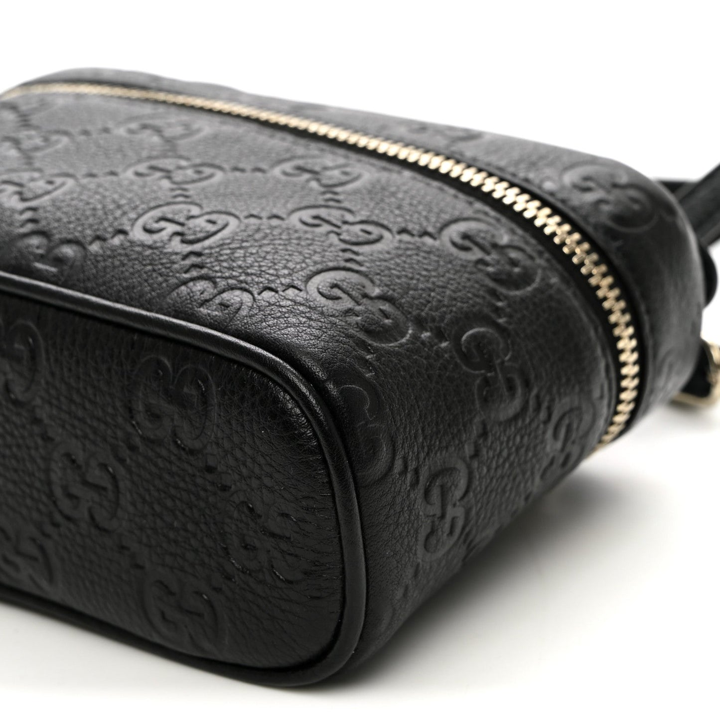 GG Calfskin Embossed Emblem Super MIni Crossbody Bag Black