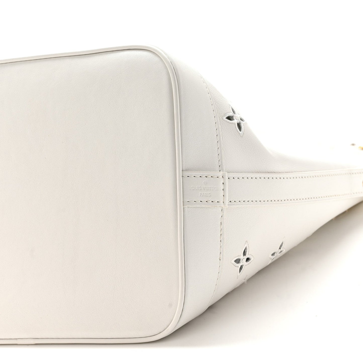 Calfskin Monogram Cutout Petit Noe White