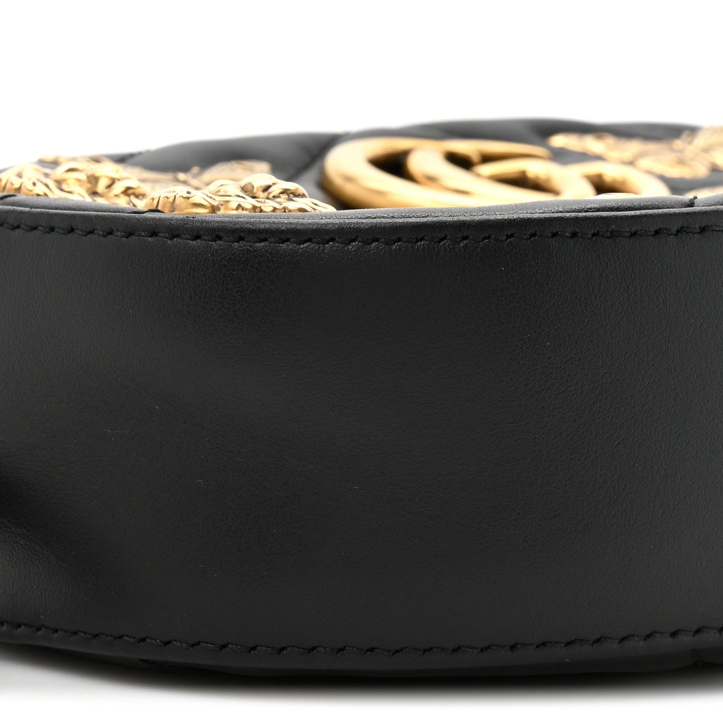 Calfskin Matelasse Animal Studs GG Marmont Belt Bag 85 34 Black