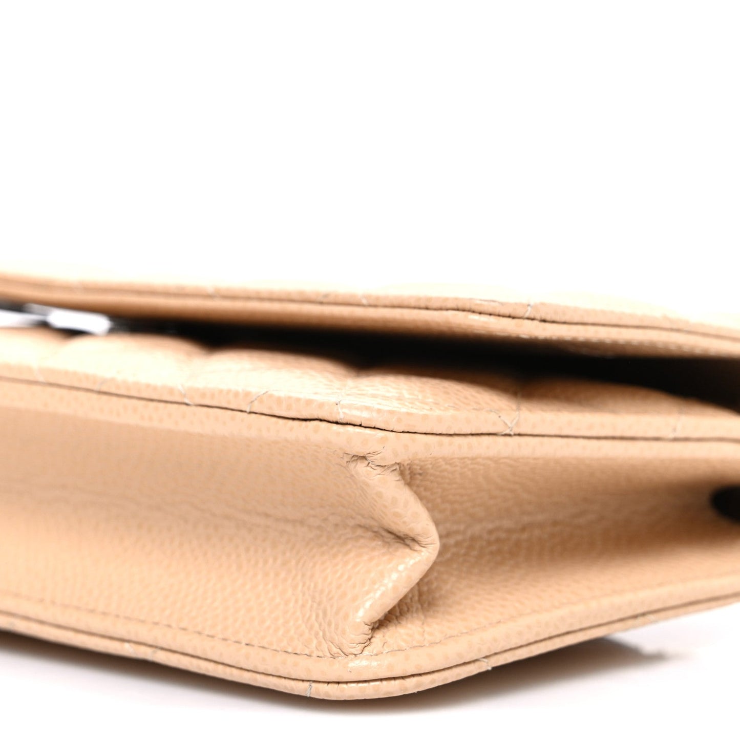 Caviar Quilted Wallet on Chain WOC Beige