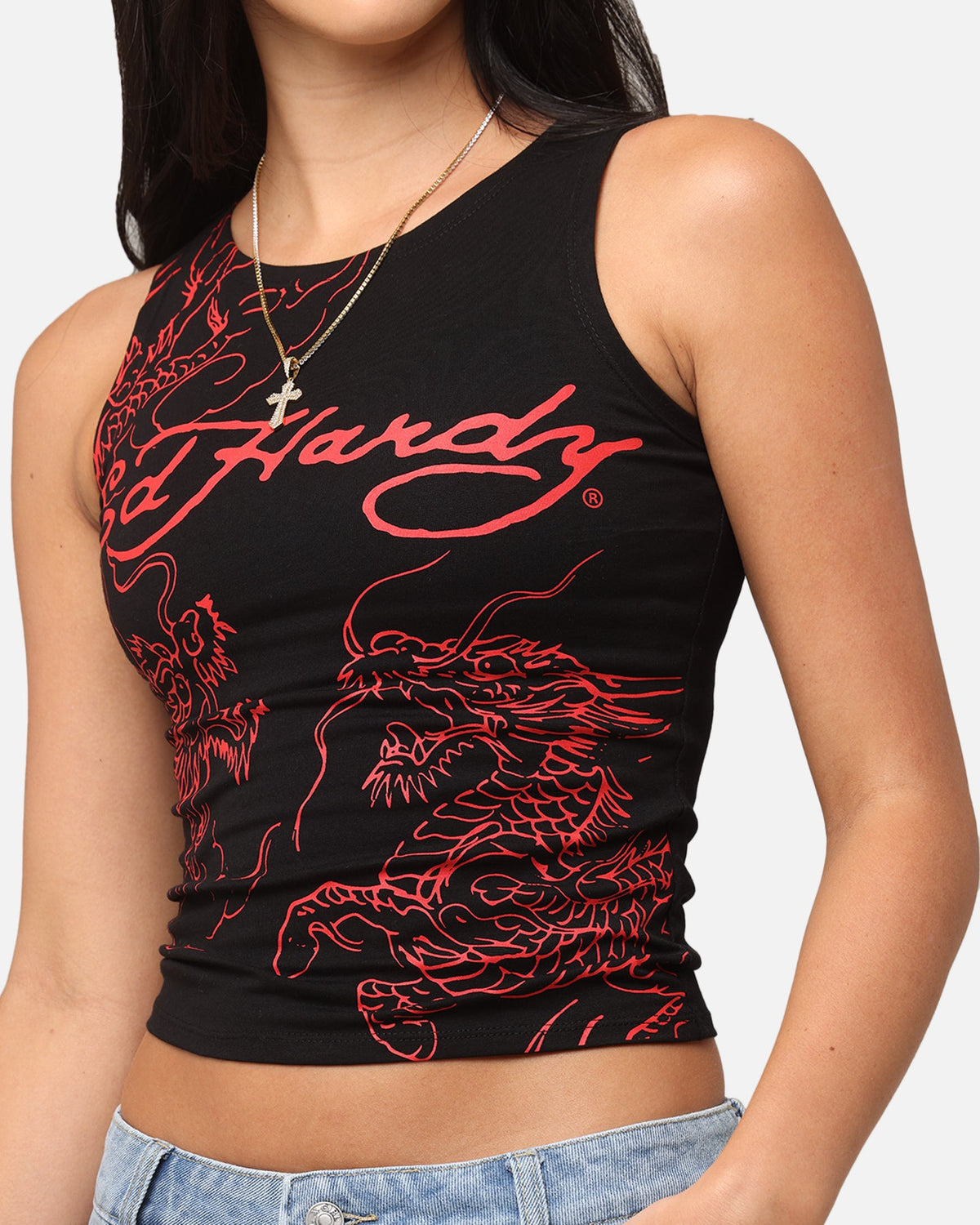 Ed Hardy Women's Dragon Tank Black/Red