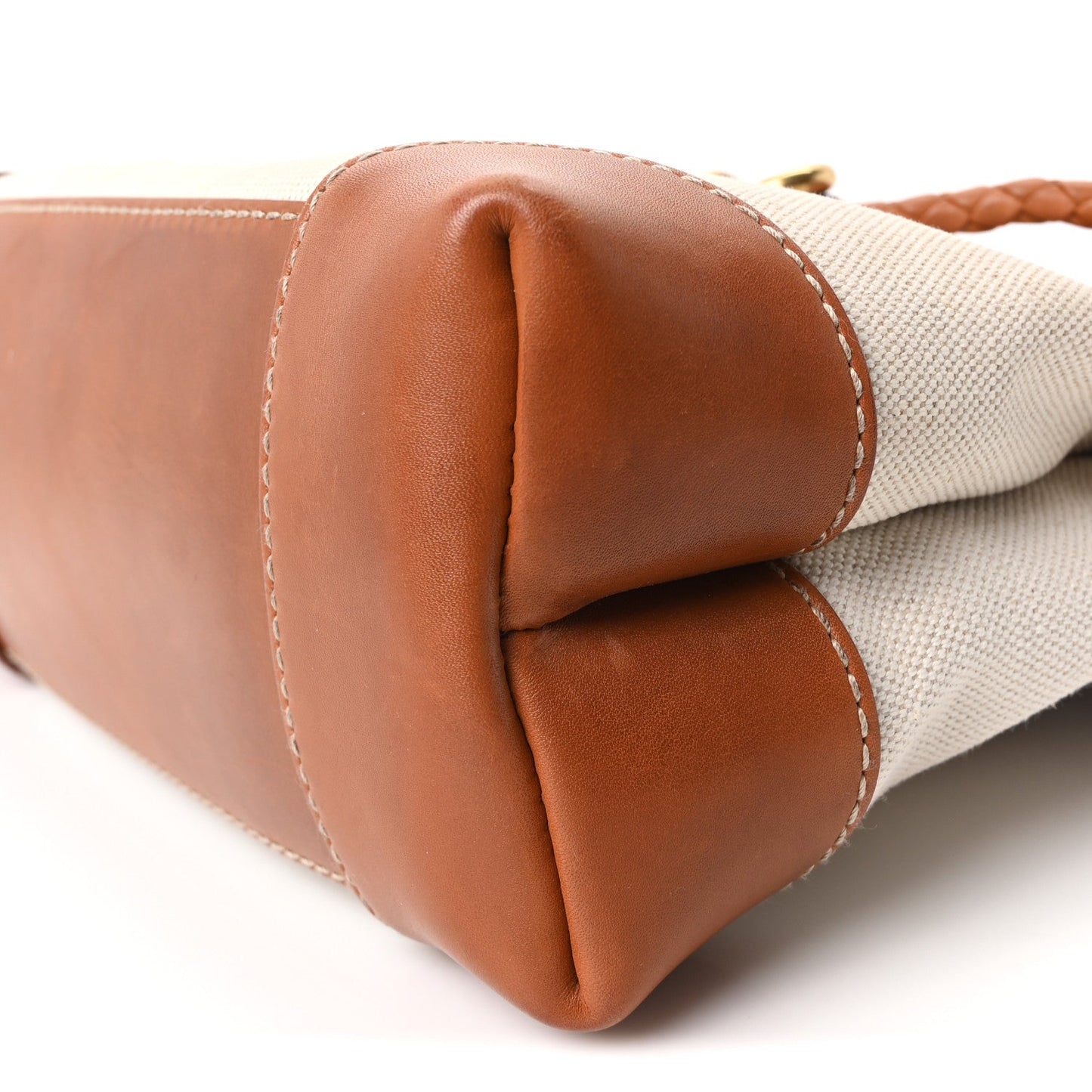Washed Canvas Calfskin Small Andiamo Shoulder Bag Natural Light Wood