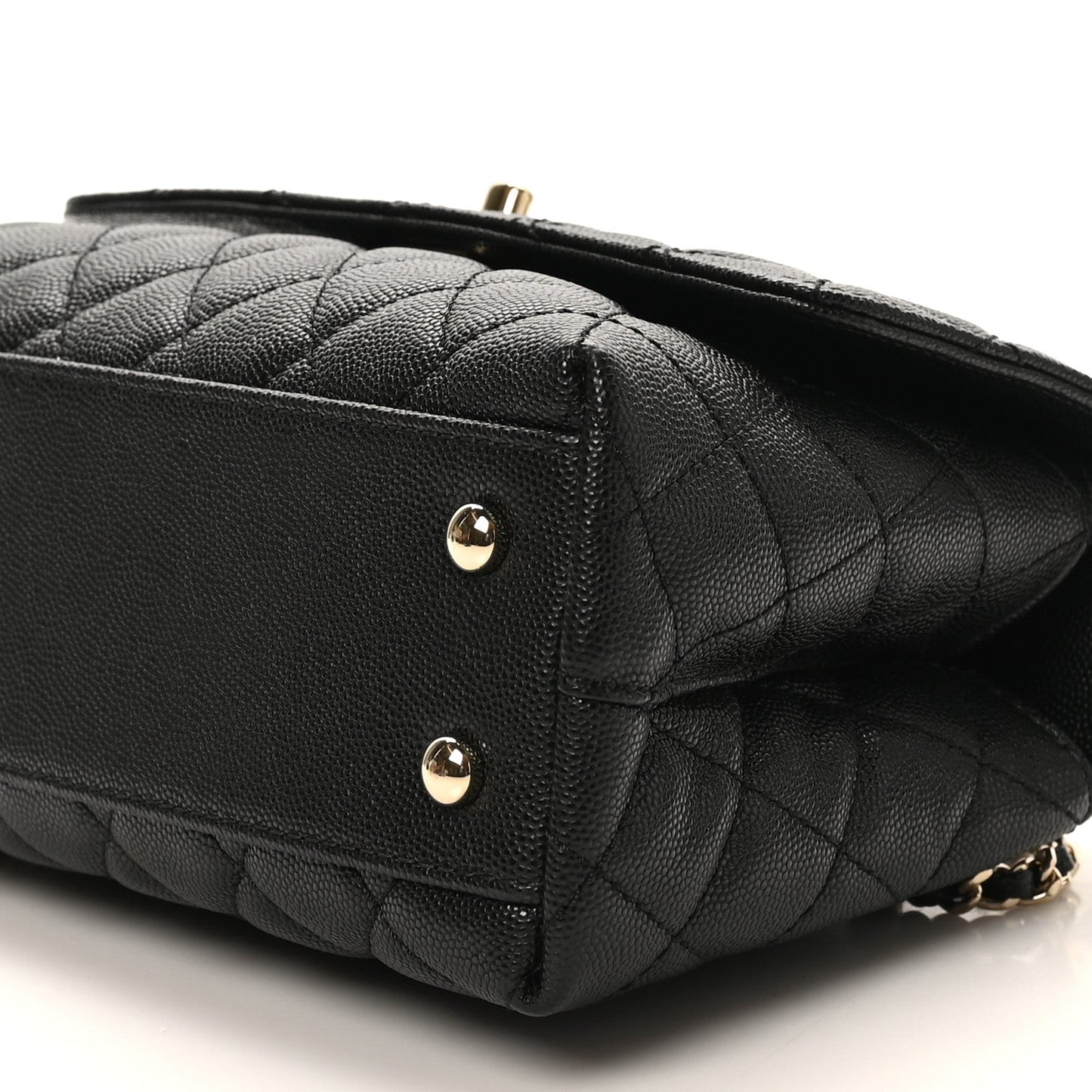 Caviar Quilted Mini Coco Handle Flap Black Black