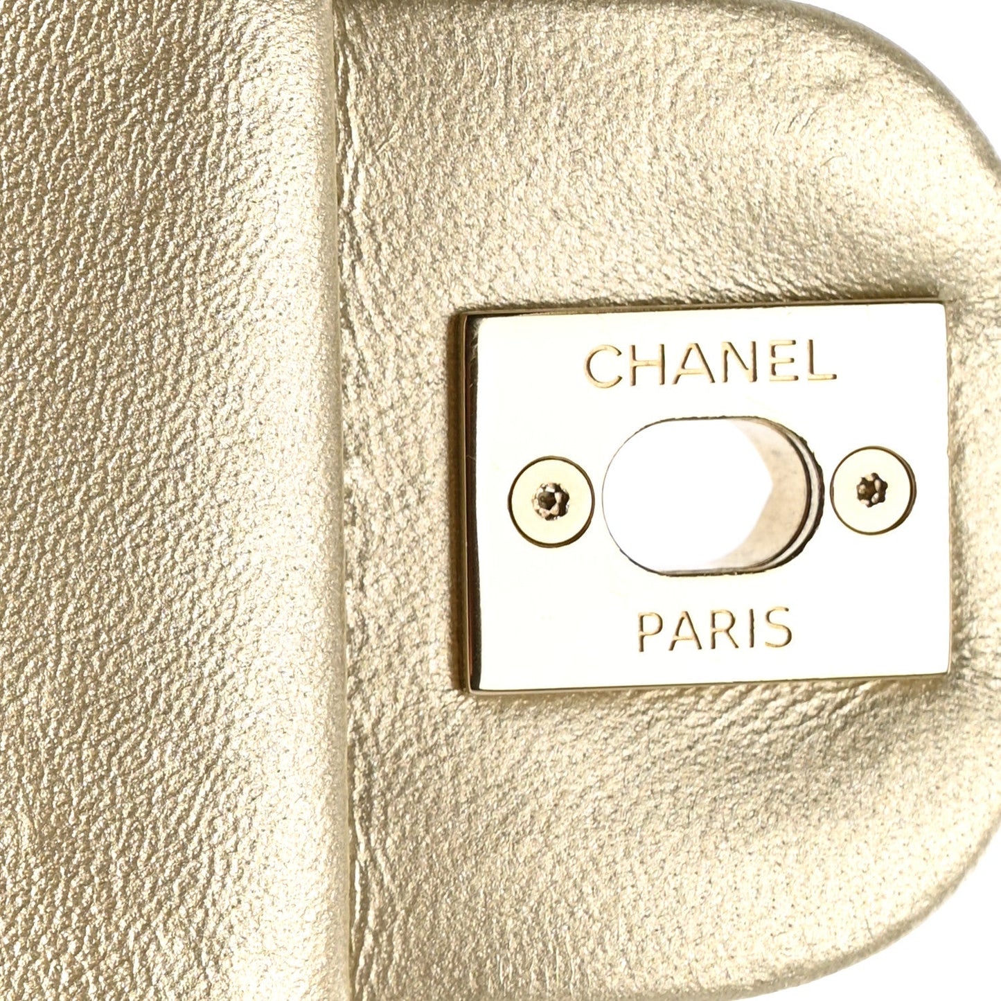 Metallic Lambskin Quilted Pearl Flap Gold White