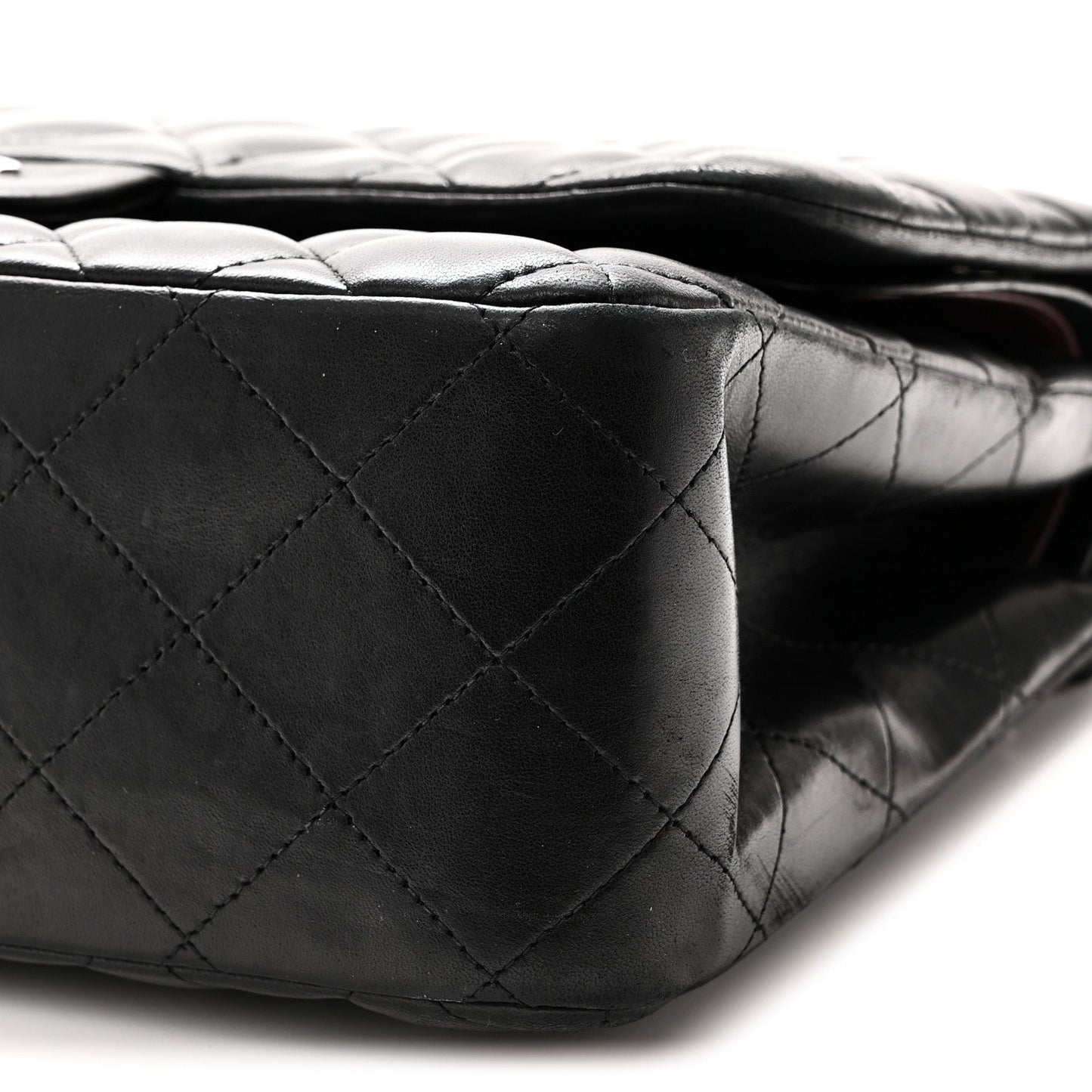 Lambskin Quilted Jumbo Double Flap Black