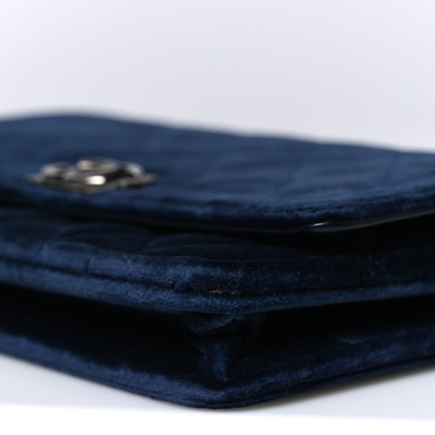 Velvet Quilted Boy Wallet On Chain WOC Blue
