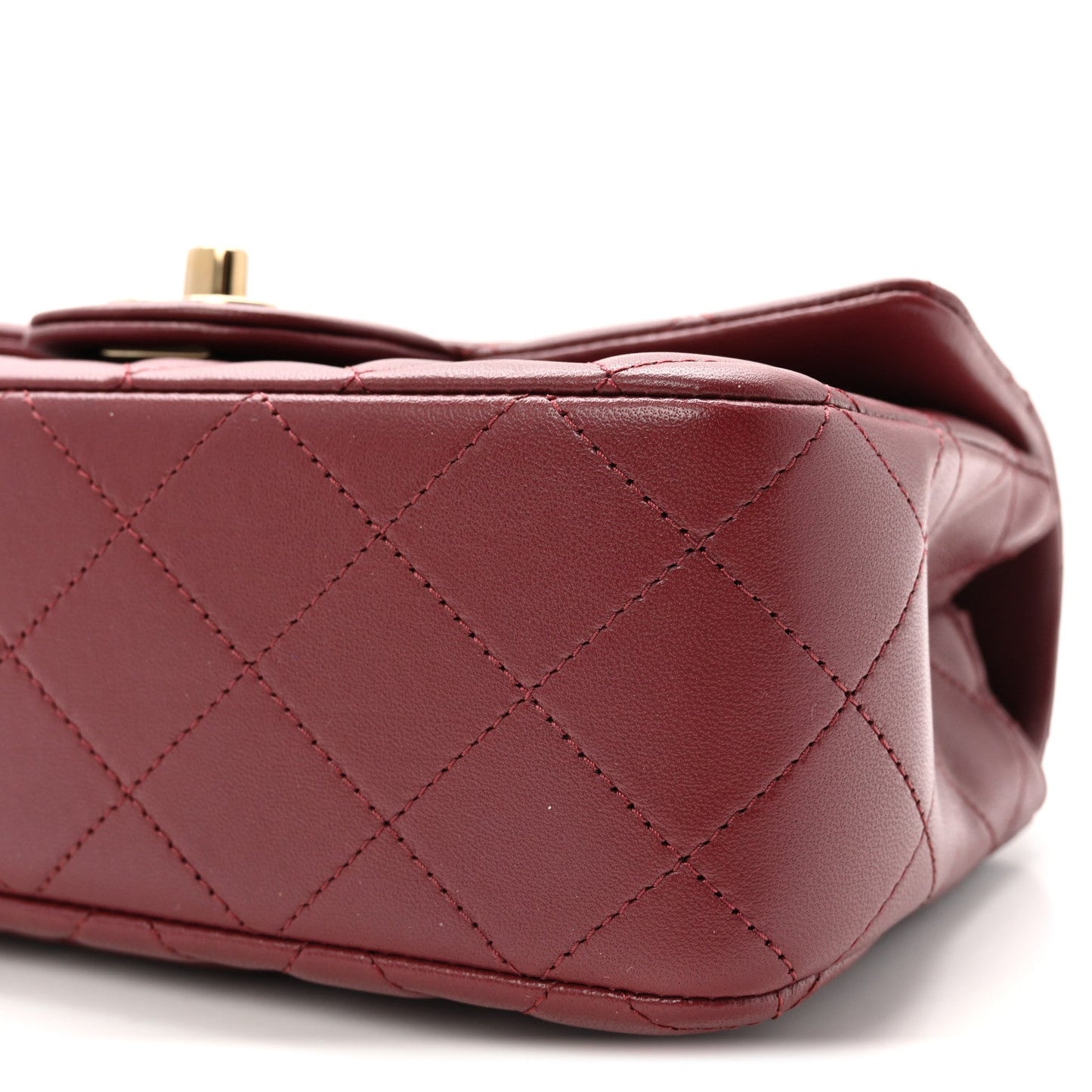Lambskin Quilted Mini Rectangular Flap Burgundy