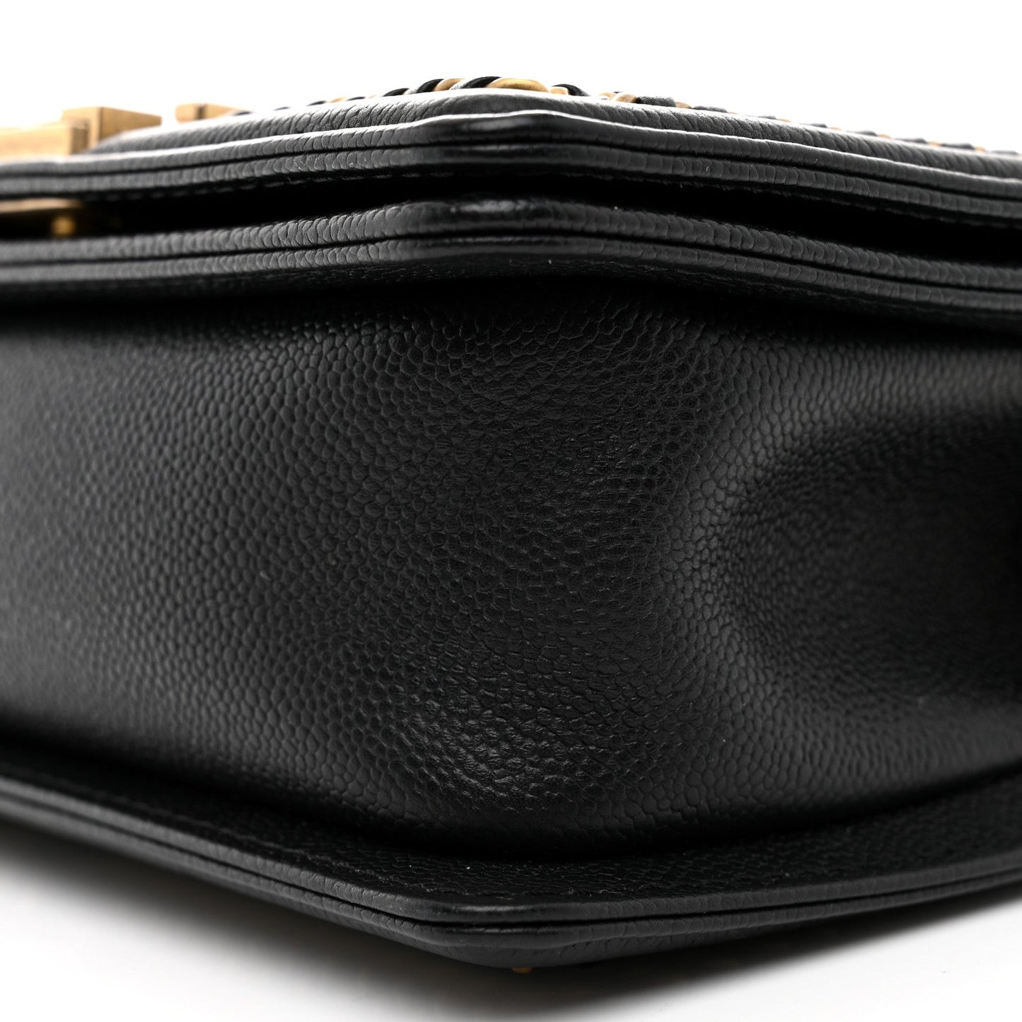 Caviar Quilted Small Chain Around Boy Flap Black