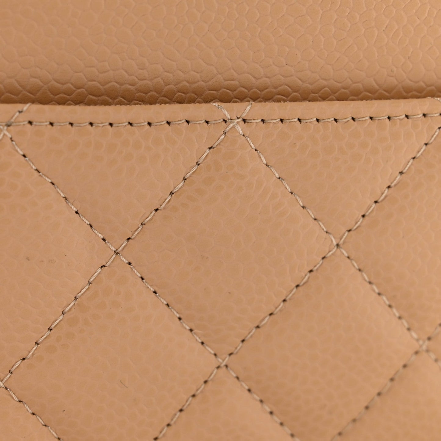Caviar Quilted Wallet on Chain WOC Beige