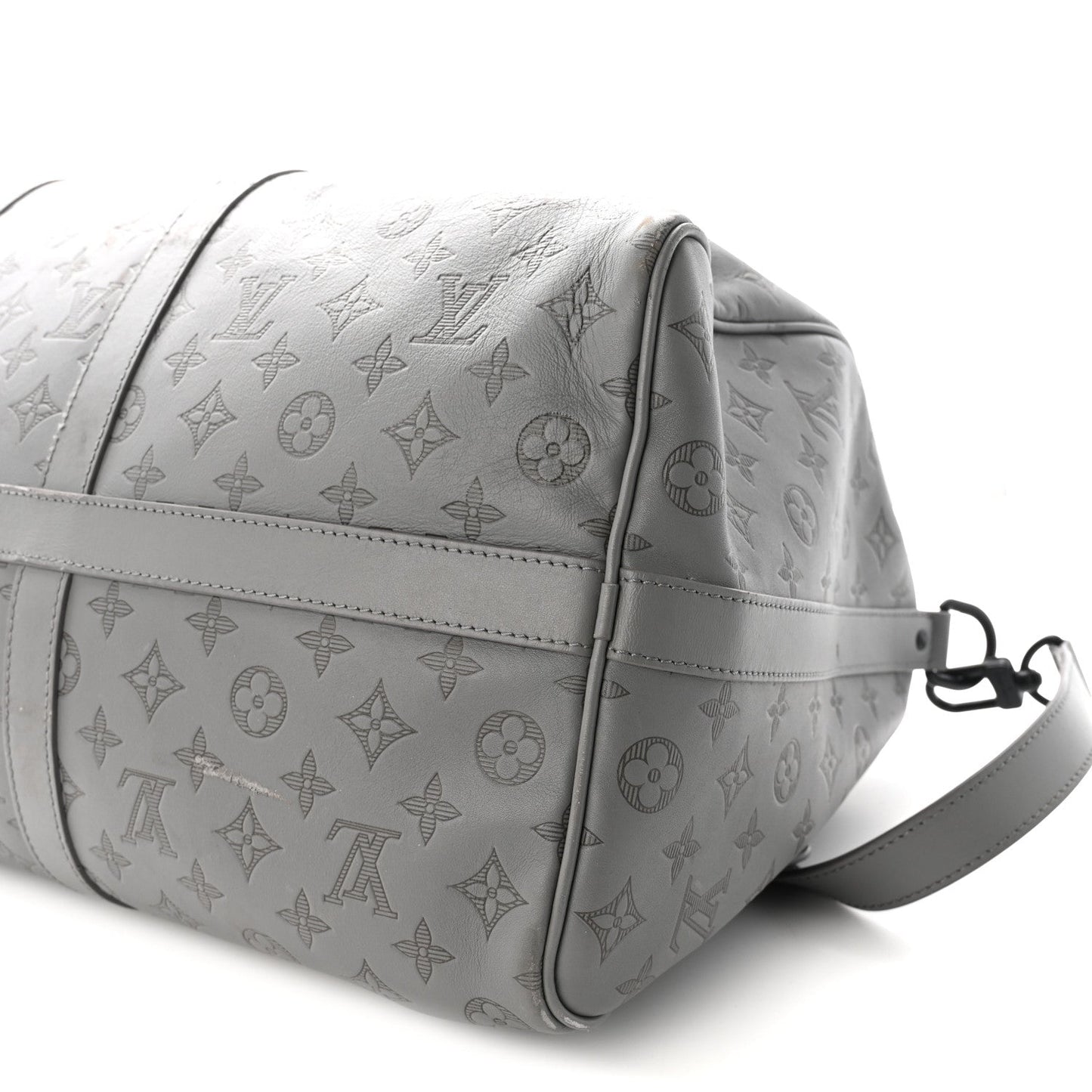 Calfskin Monogram Shadow Keepall Bandouliere 50 Anthracite Gray