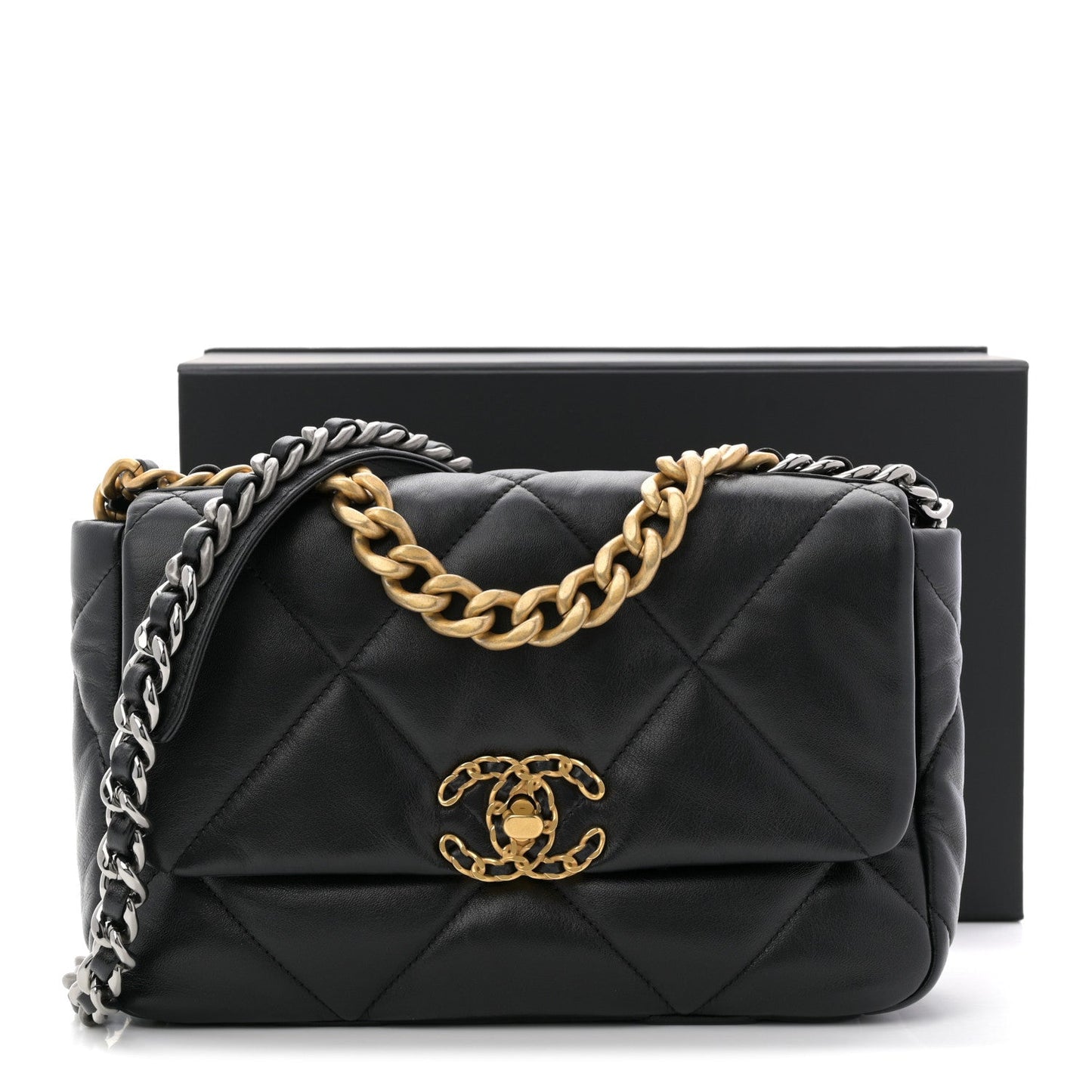 Lambskin Quilted Medium Chanel 19 Flap Black